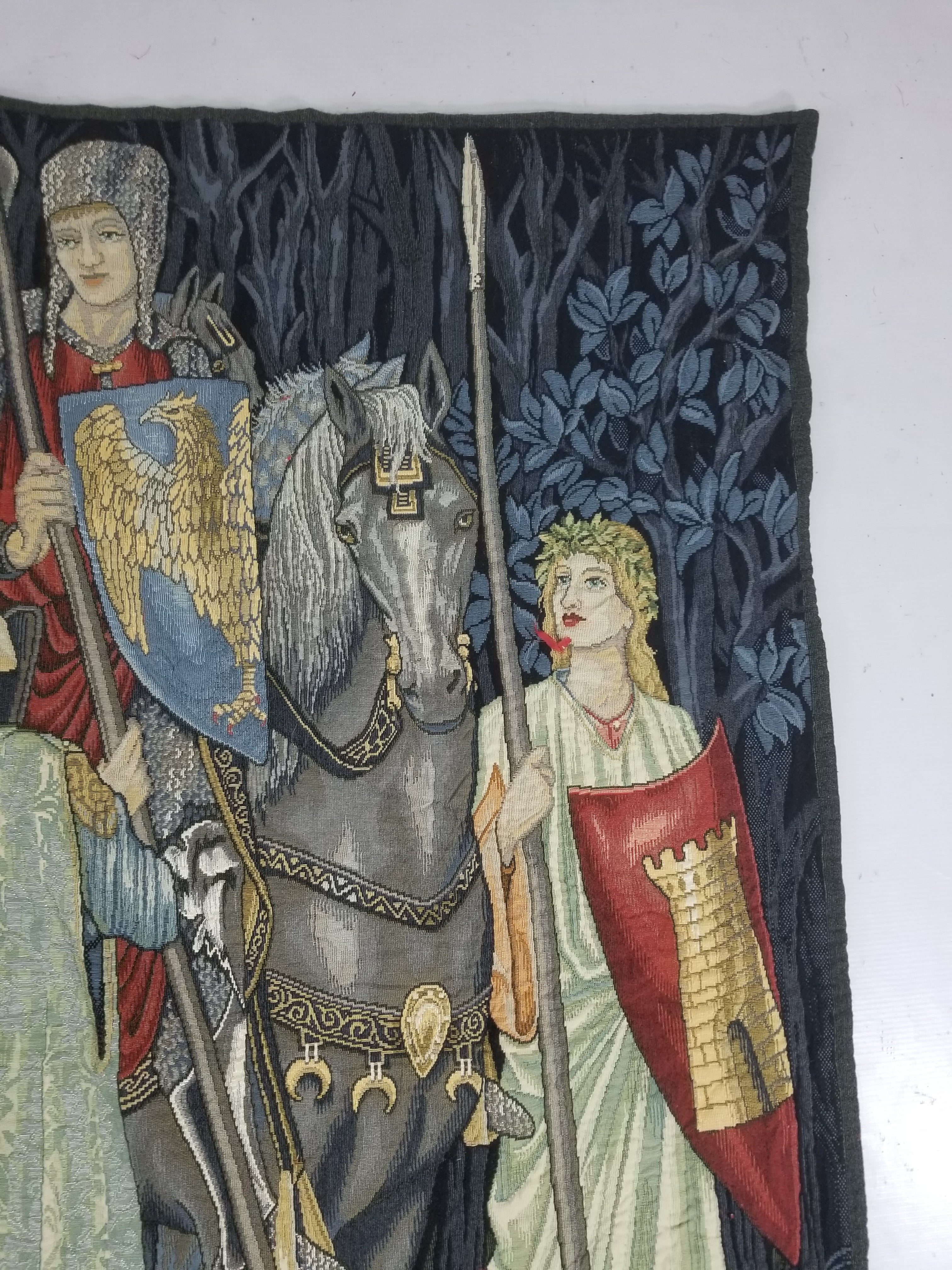 Vintage European Medieval The Arming & Departure Knights Scene Woven Tapestry 179x134cm