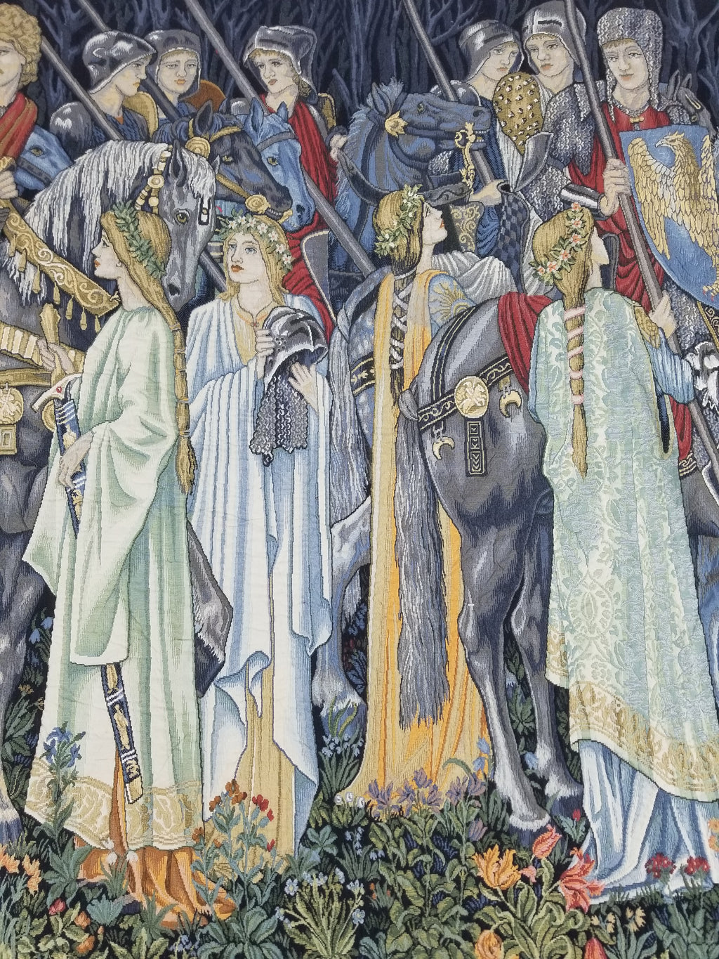 Vintage European Medieval The Arming & Departure Knights Scene Woven Tapestry 179x134cm
