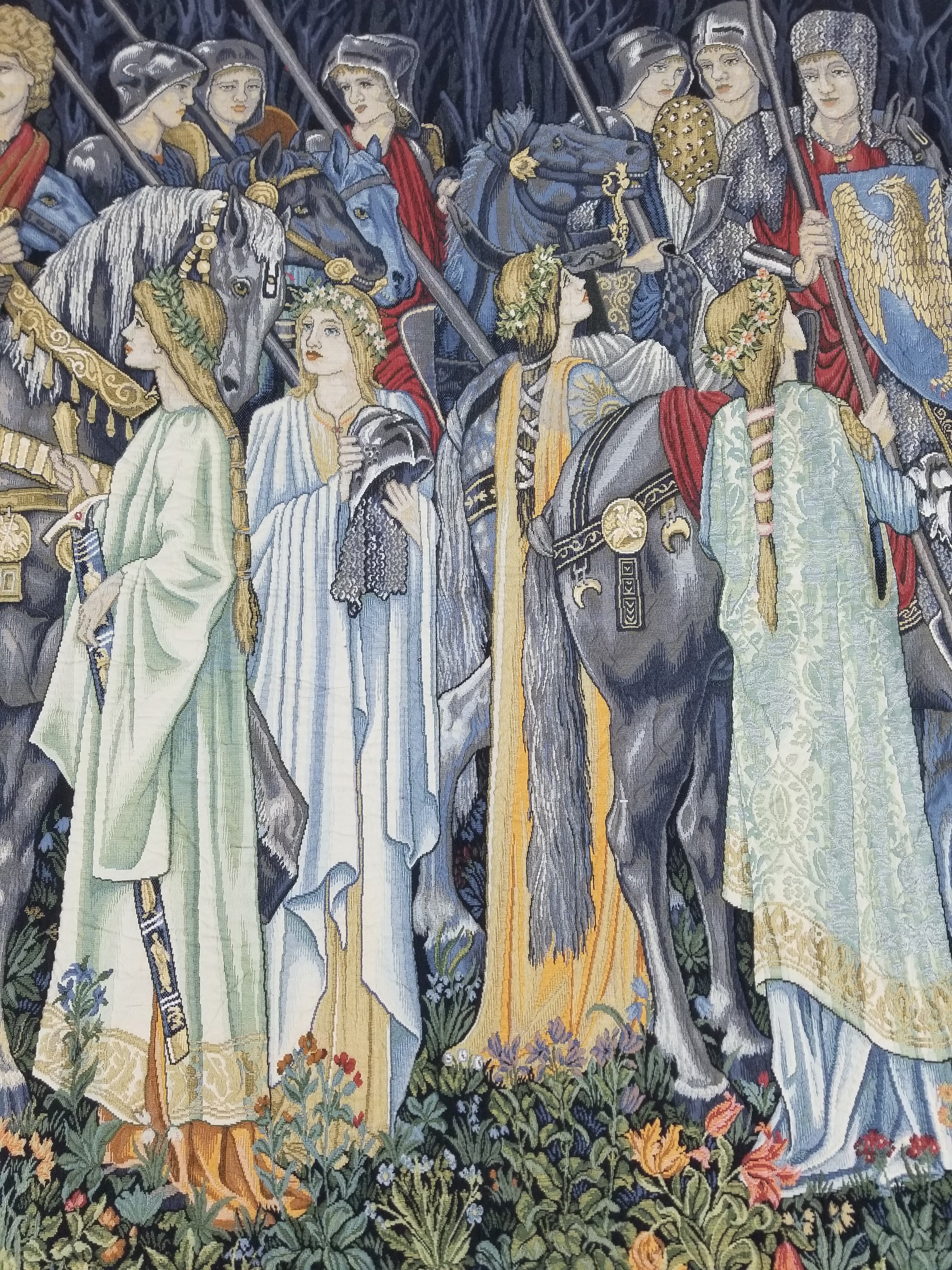 Vintage European Medieval The Arming & Departure Knights Scene Woven Tapestry 179x134cm