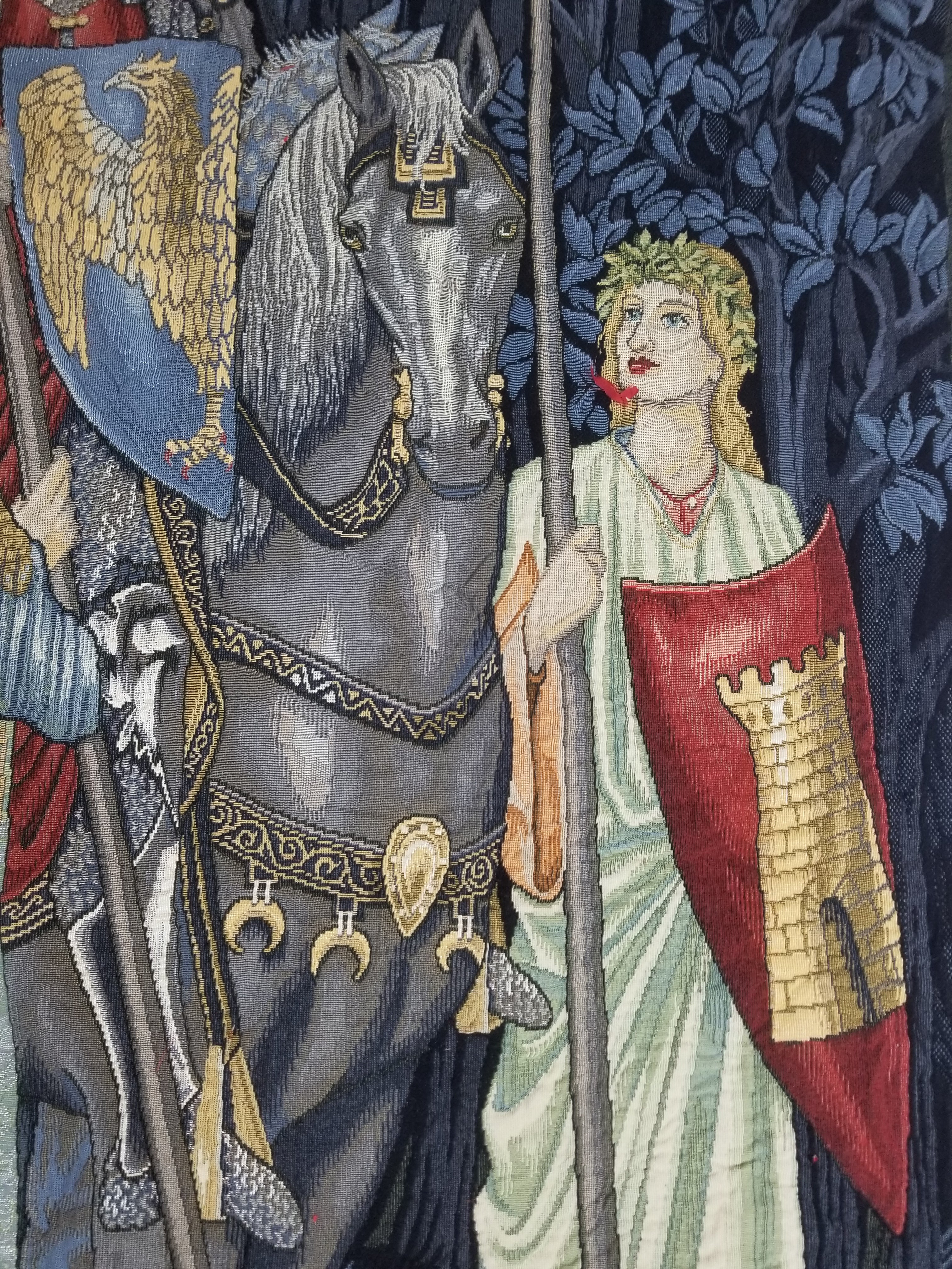 Vintage European Medieval The Arming & Departure Knights Scene Woven Tapestry 179x134cm