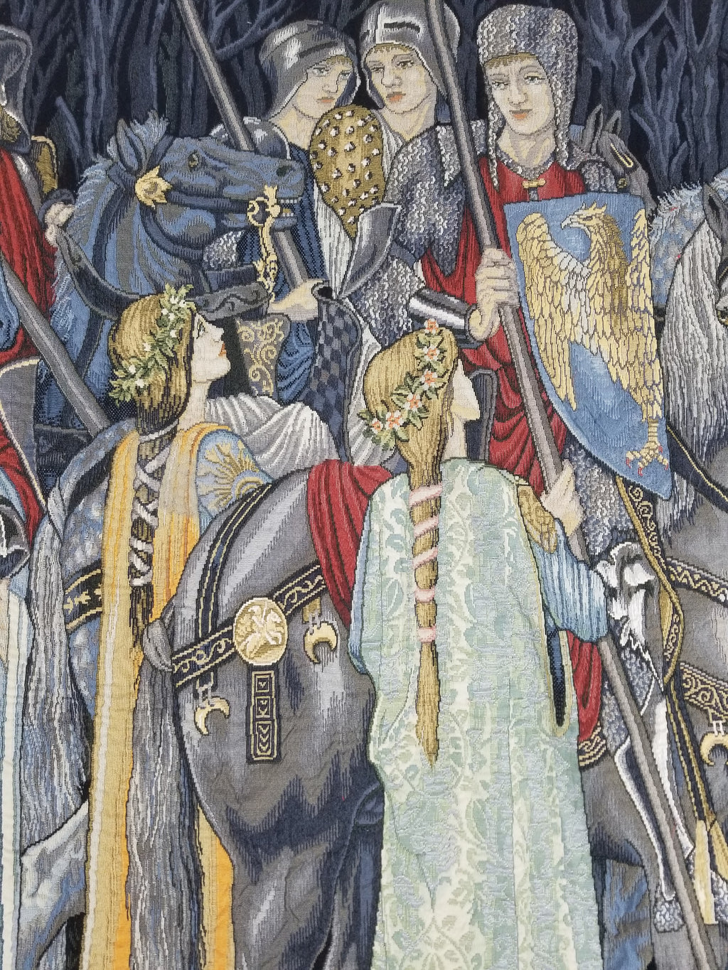 Vintage European Medieval The Arming & Departure Knights Scene Woven Tapestry 179x134cm