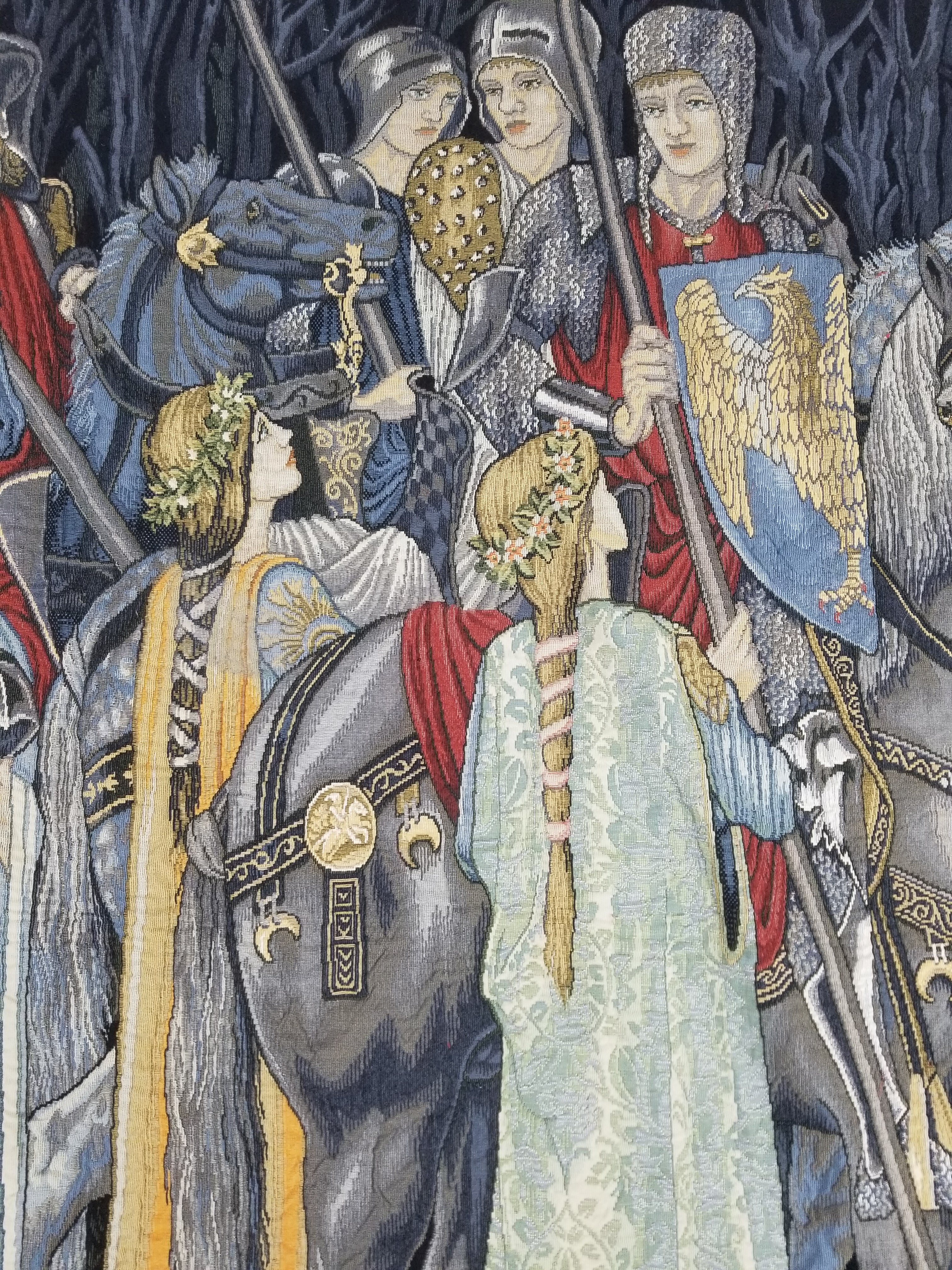 Vintage European Medieval The Arming & Departure Knights Scene Woven Tapestry 179x134cm
