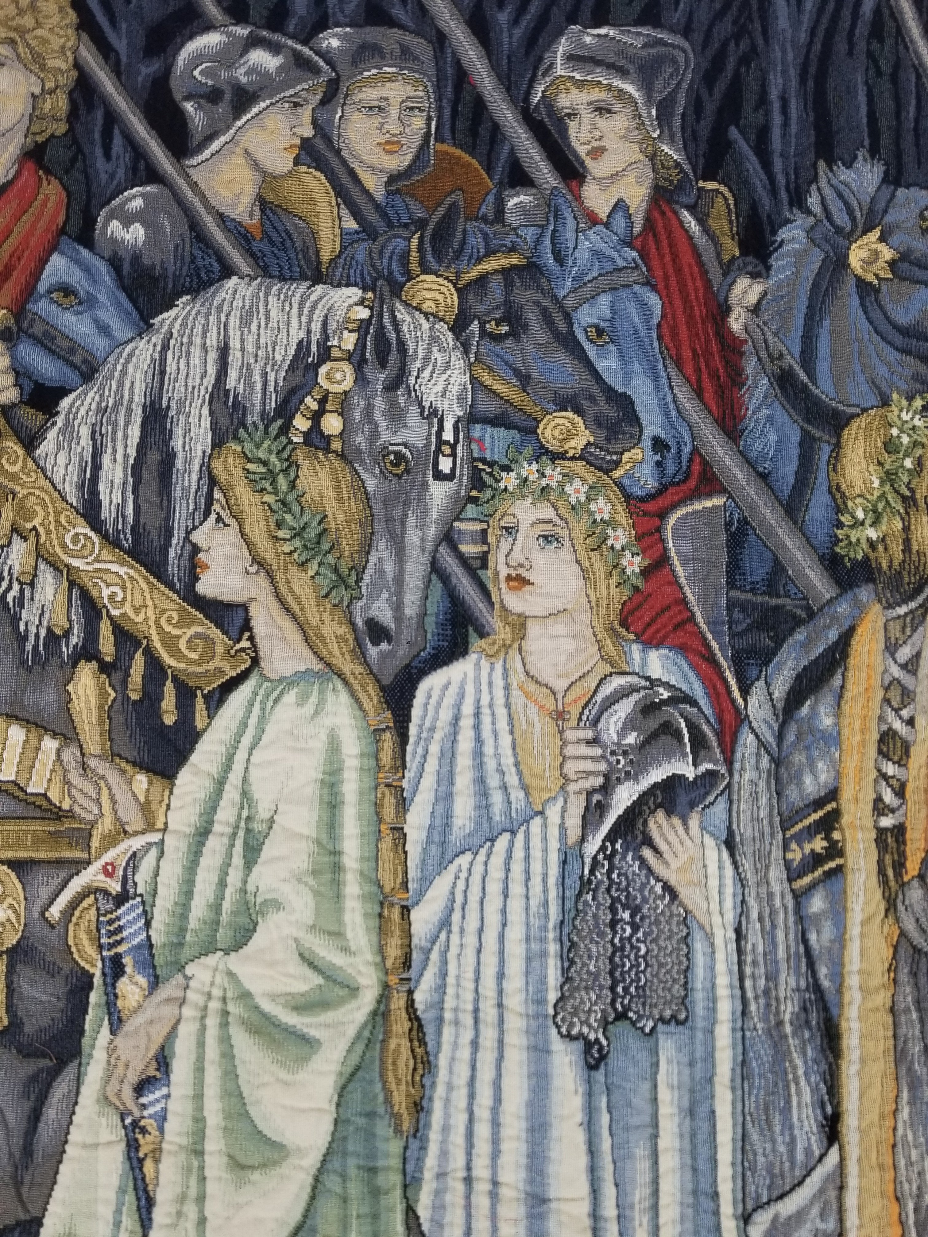 Vintage European Medieval The Arming & Departure Knights Scene Woven Tapestry 179x134cm