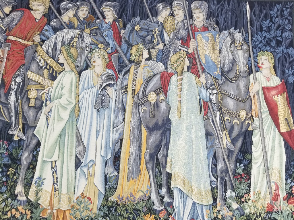 Vintage European Medieval The Arming & Departure Knights Scene Woven Tapestry 179x134cm