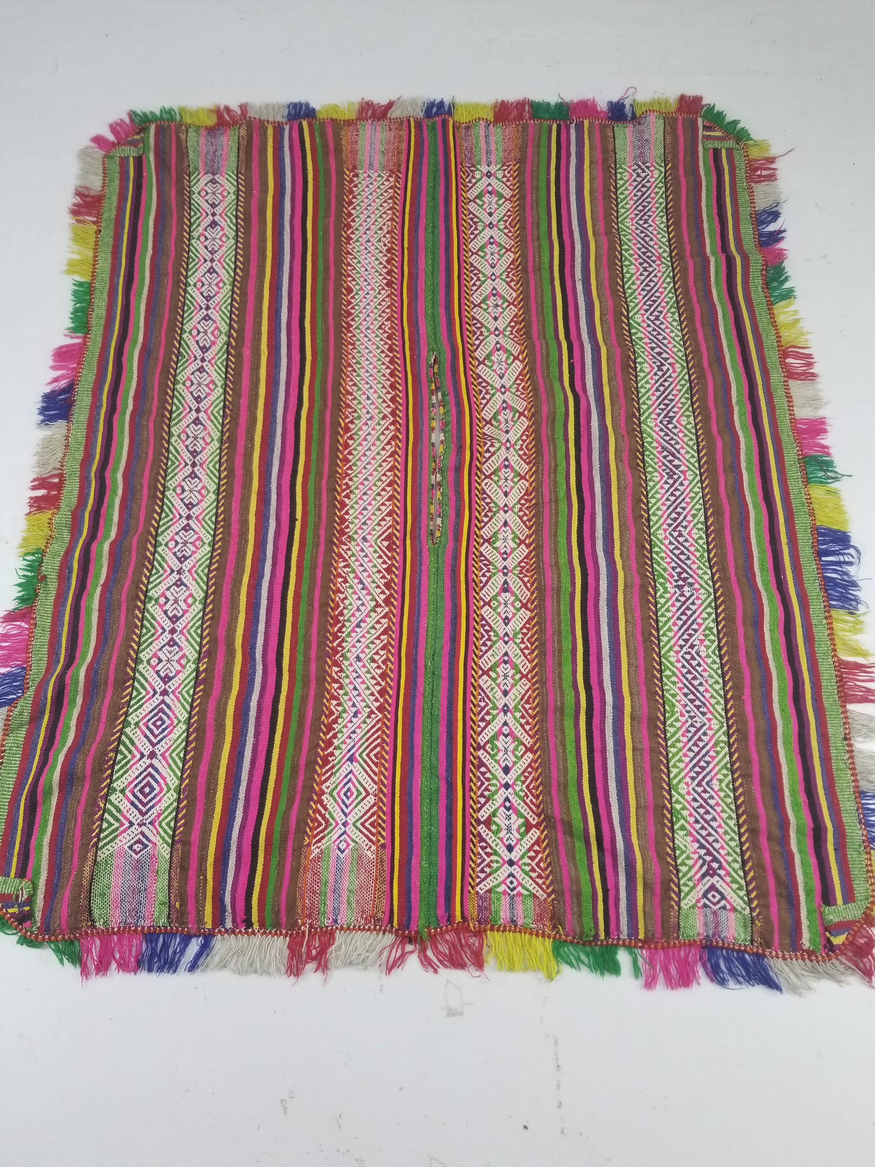 Vintage Peruvian Andean Handwoven Multicolor Textile Throw 159x132cm
