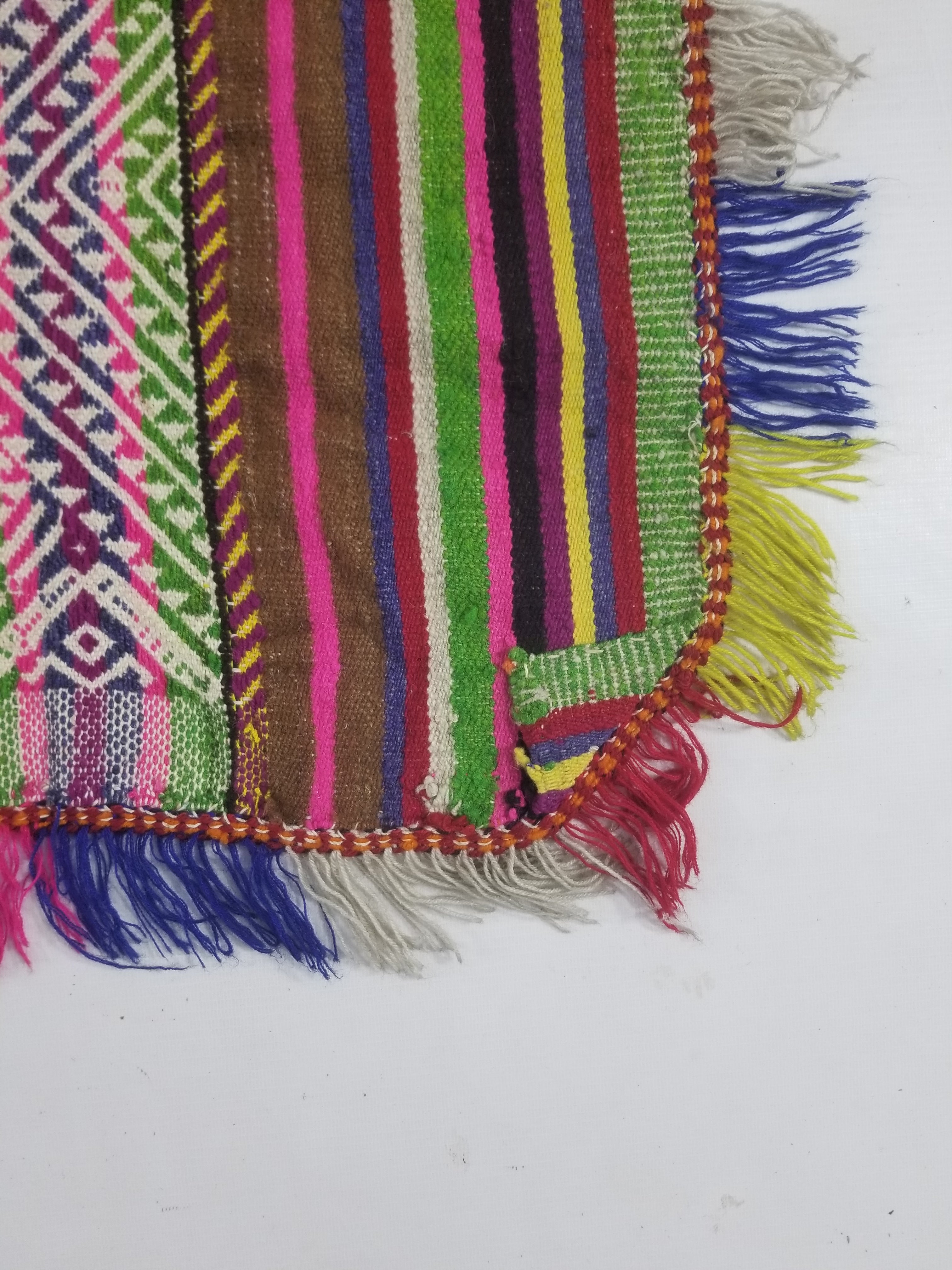 Vintage Peruvian Andean Handwoven Multicolor Textile Throw 159x132cm