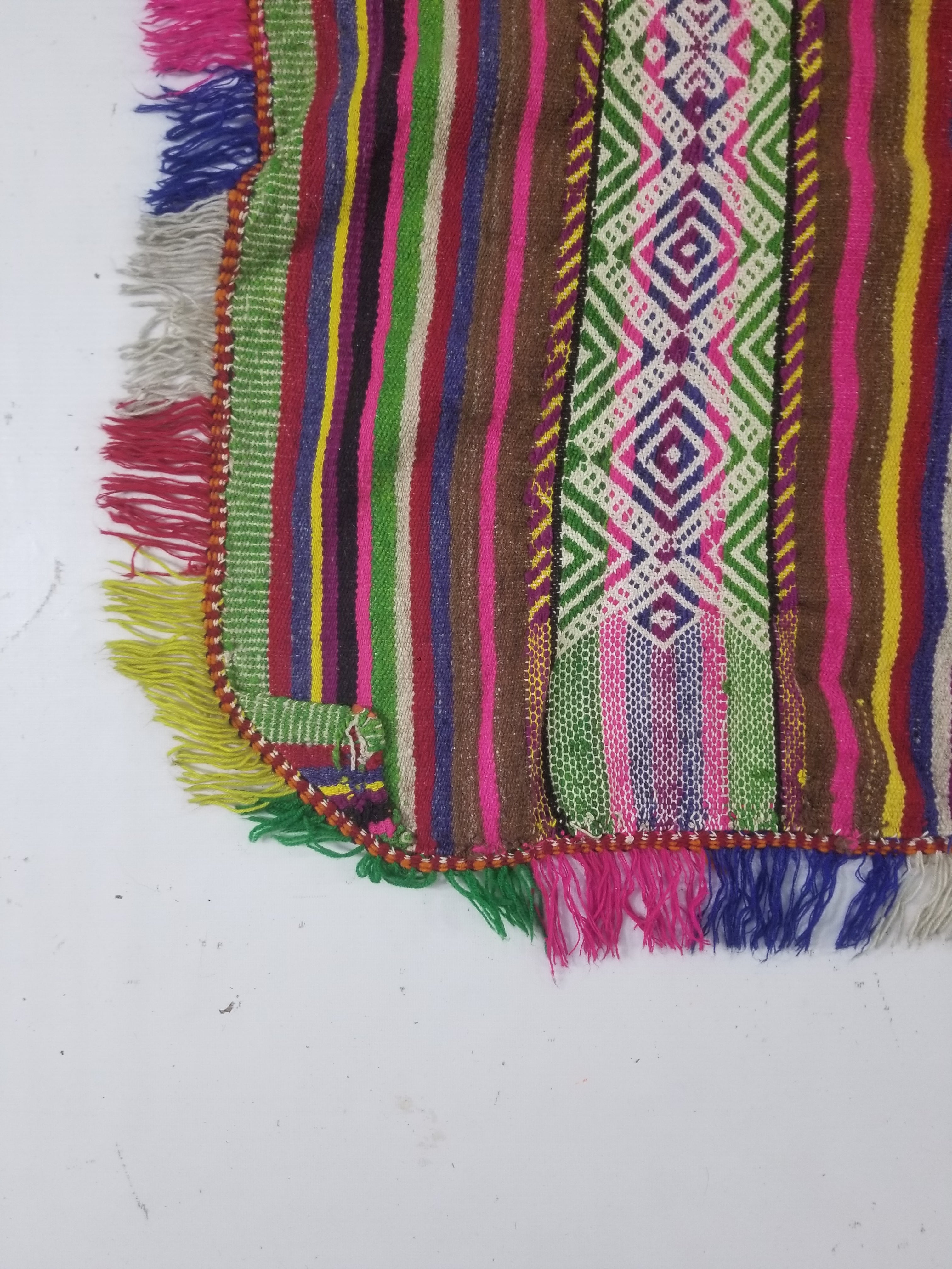 Vintage Peruvian Andean Handwoven Multicolor Textile Throw 159x132cm