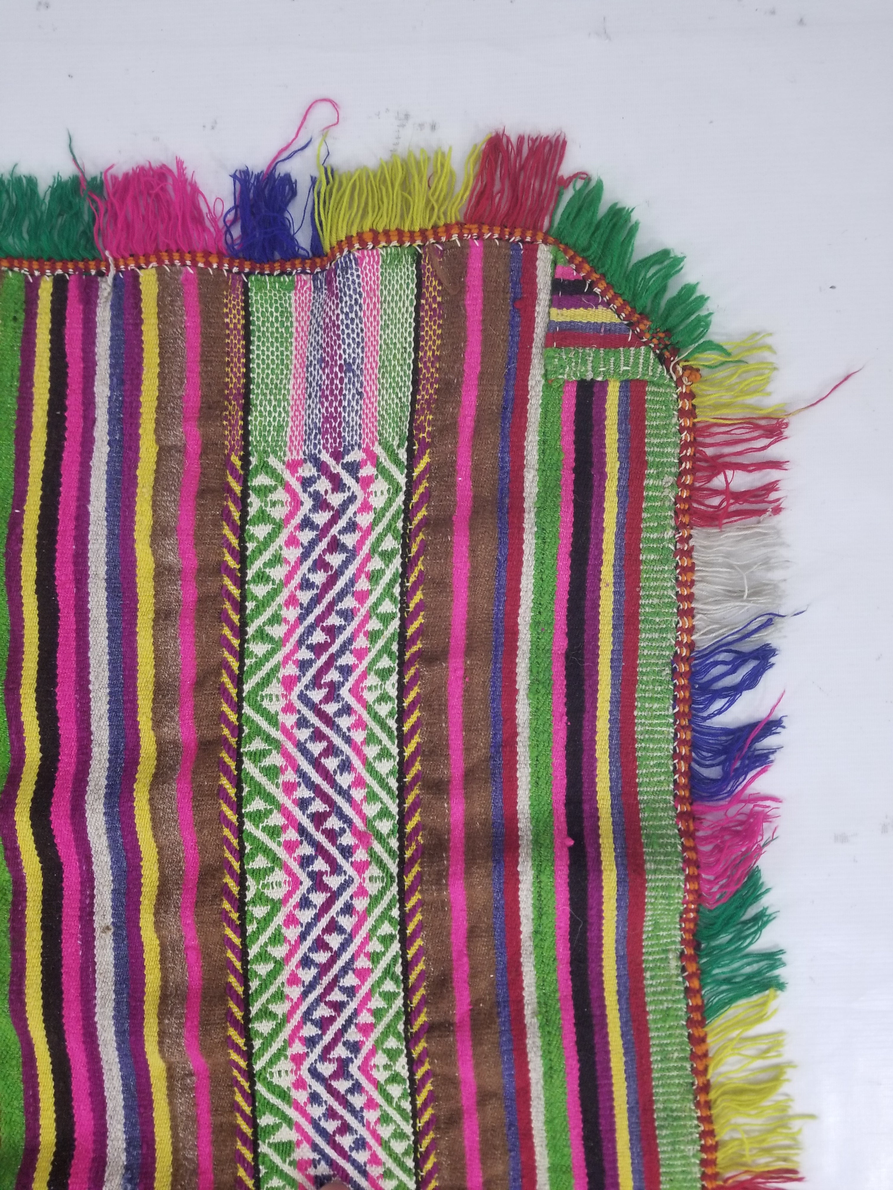 Vintage Peruvian Andean Handwoven Multicolor Textile Throw 159x132cm
