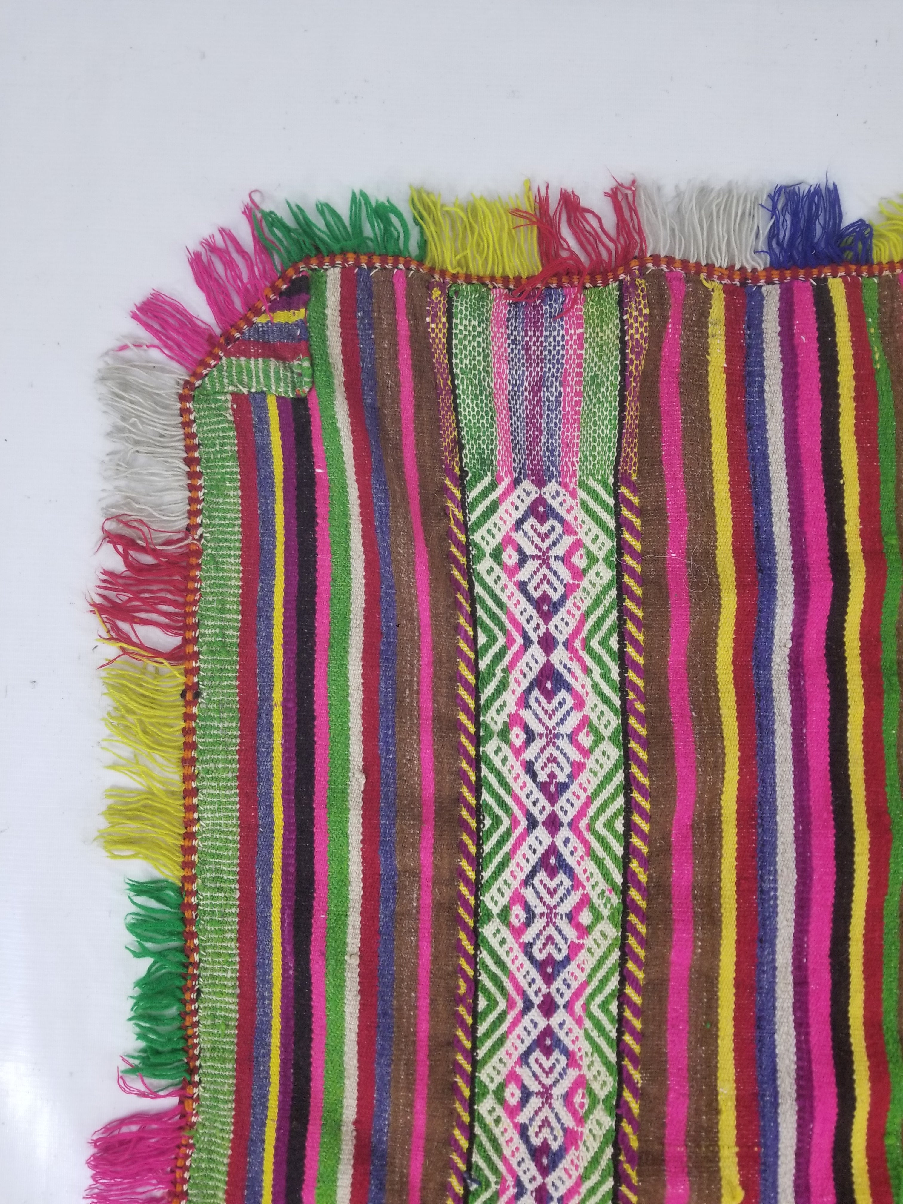 Vintage Peruvian Andean Handwoven Multicolor Textile Throw 159x132cm
