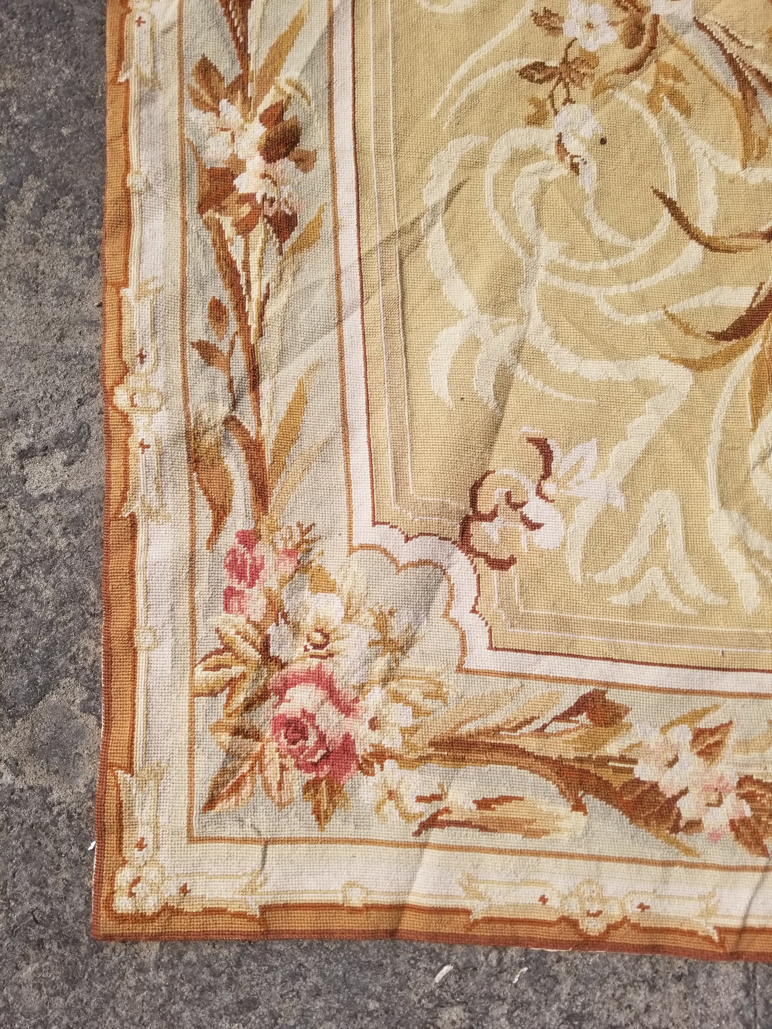 Vintage French Needlepoint Aubusson Style Baroque Floral Wool Rug 235x145cm