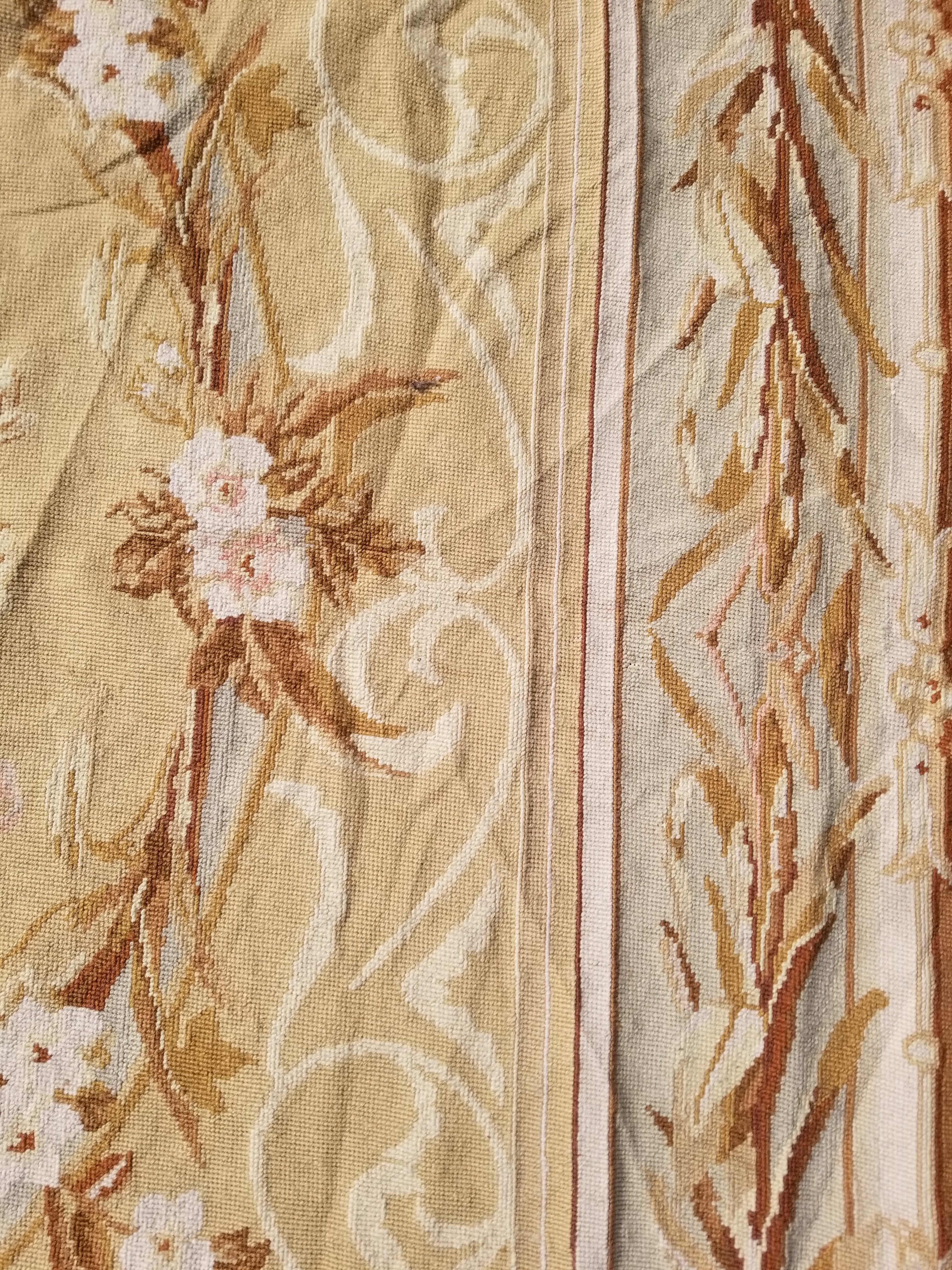 Vintage French Needlepoint Aubusson Style Baroque Floral Wool Rug 235x145cm