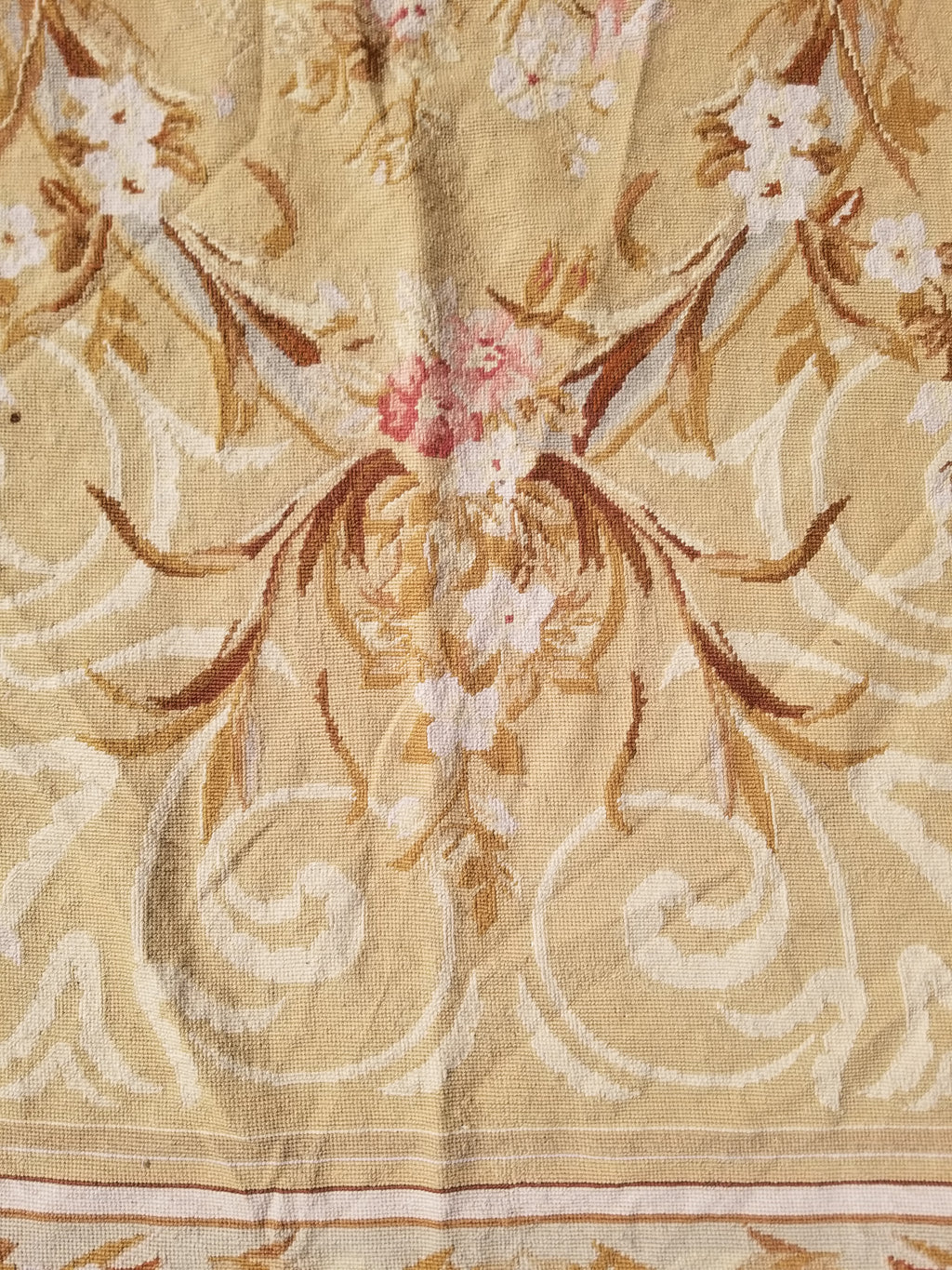 Vintage French Needlepoint Aubusson Style Baroque Floral Wool Rug 235x145cm