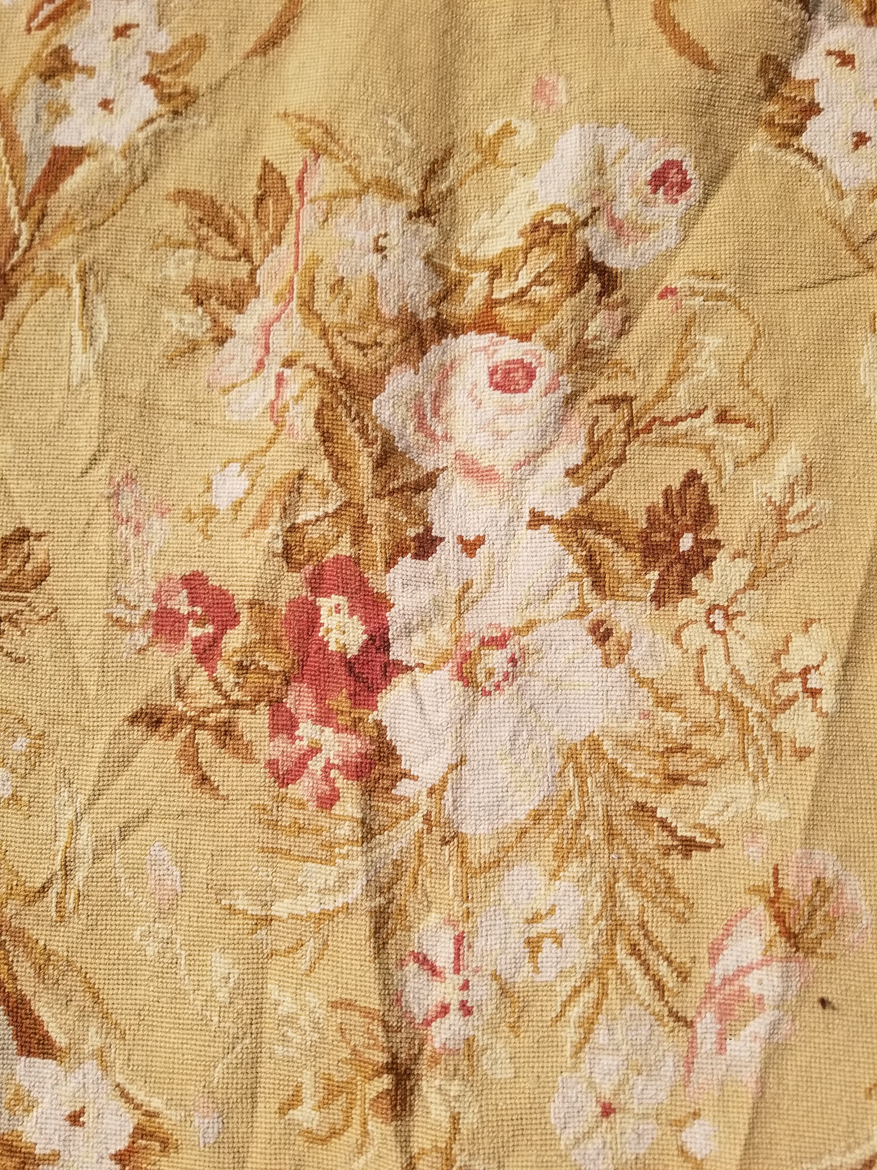 Vintage French Needlepoint Aubusson Style Baroque Floral Wool Rug 235x145cm