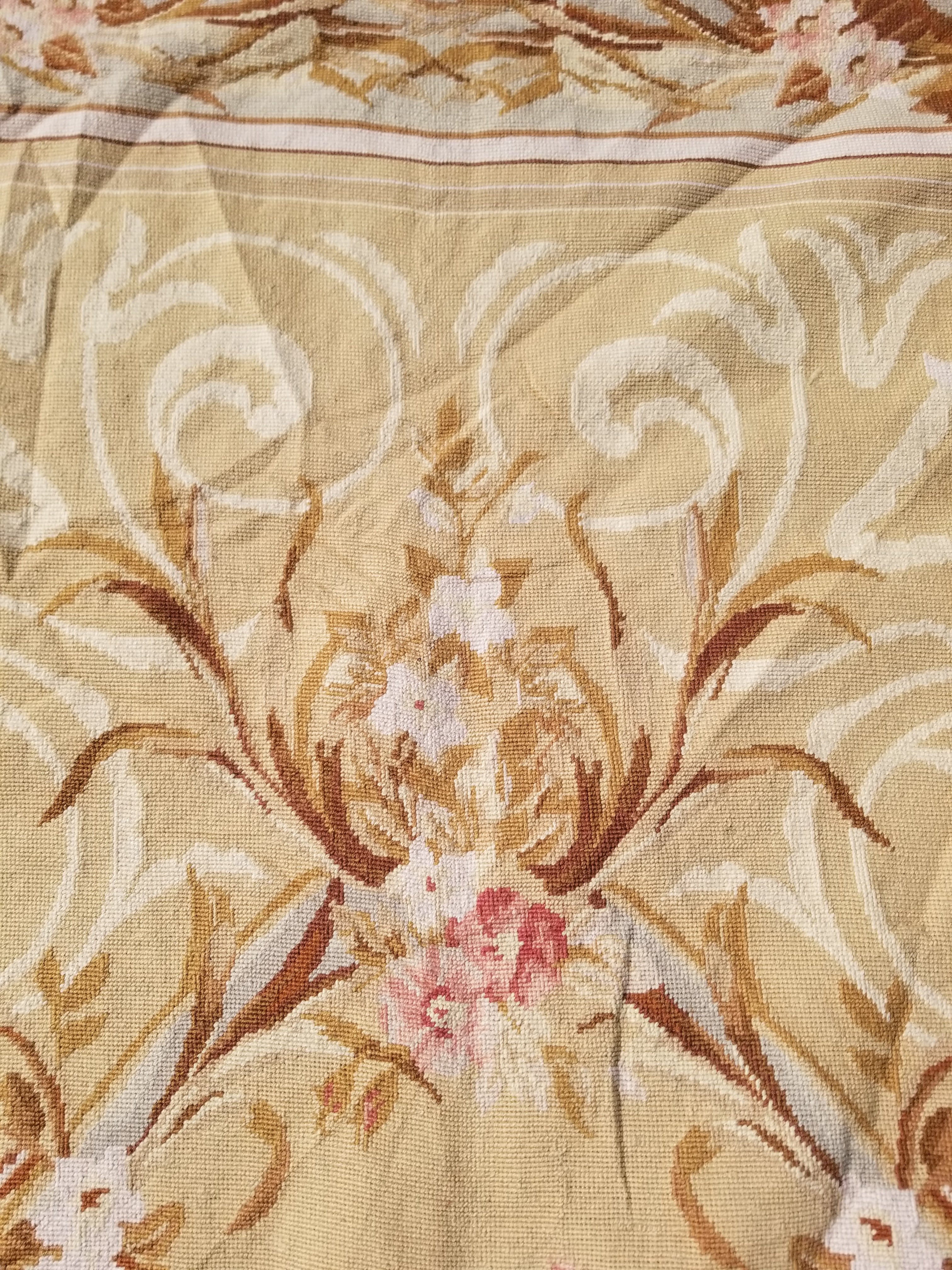 Vintage French Needlepoint Aubusson Style Baroque Floral Wool Rug 235x145cm