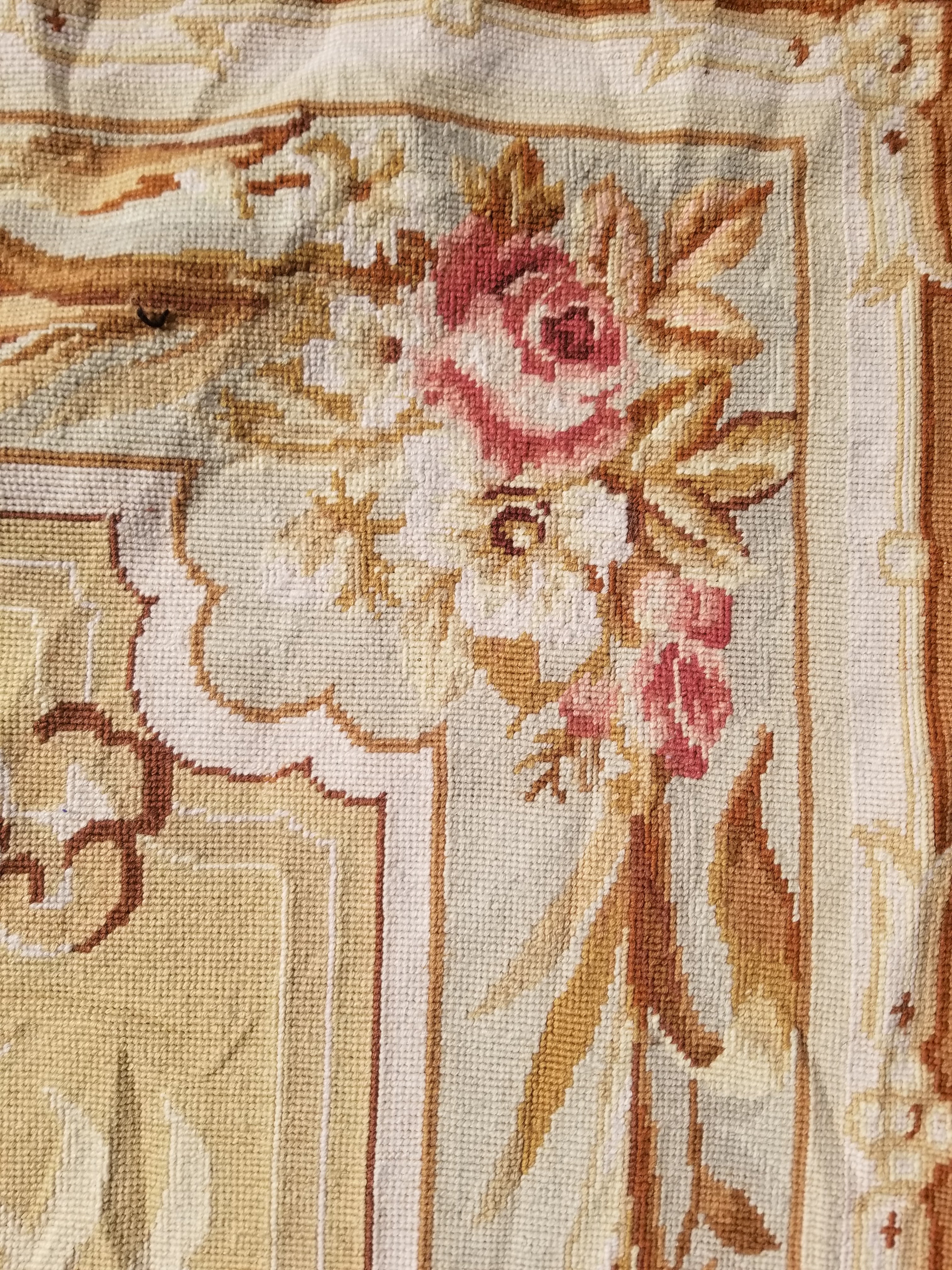Vintage French Needlepoint Aubusson Style Baroque Floral Wool Rug 235x145cm