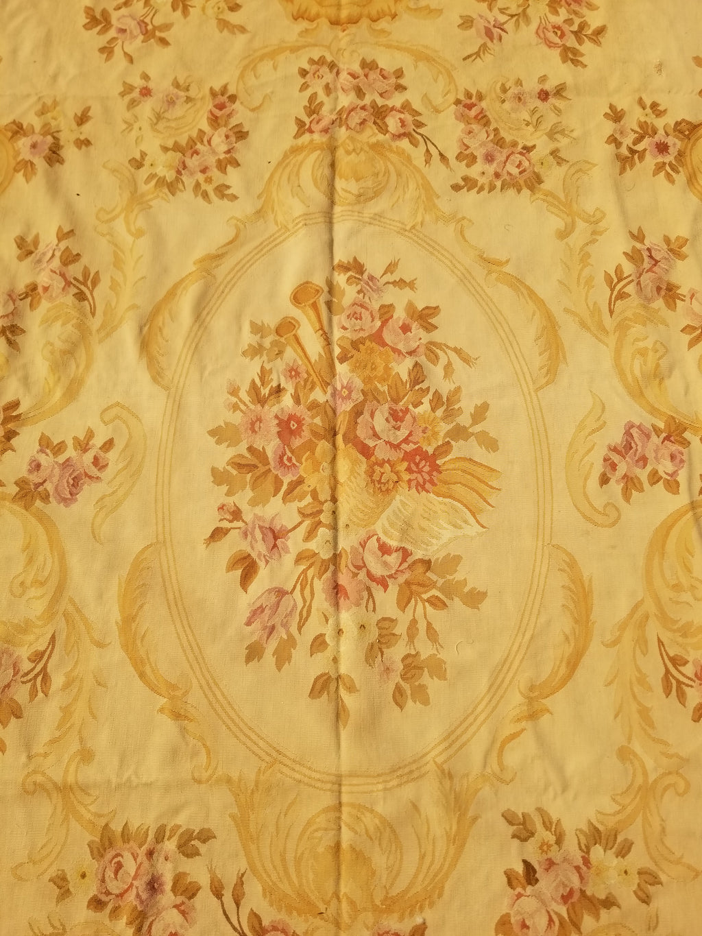 Vintage Handwoven French Aubusson Baroque Floral Wool Area Rug 372x264cm