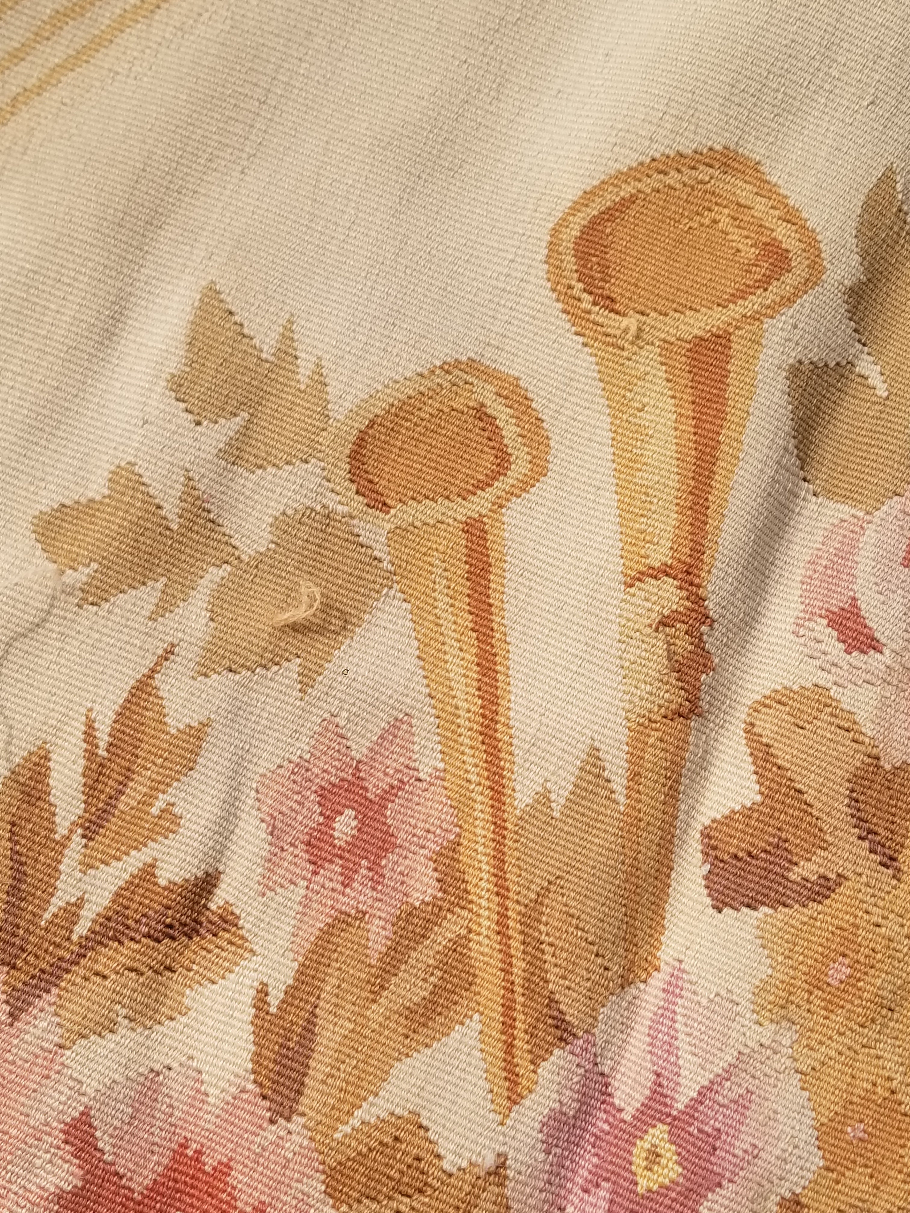 Vintage Handwoven French Aubusson Baroque Floral Wool Area Rug 372x264cm