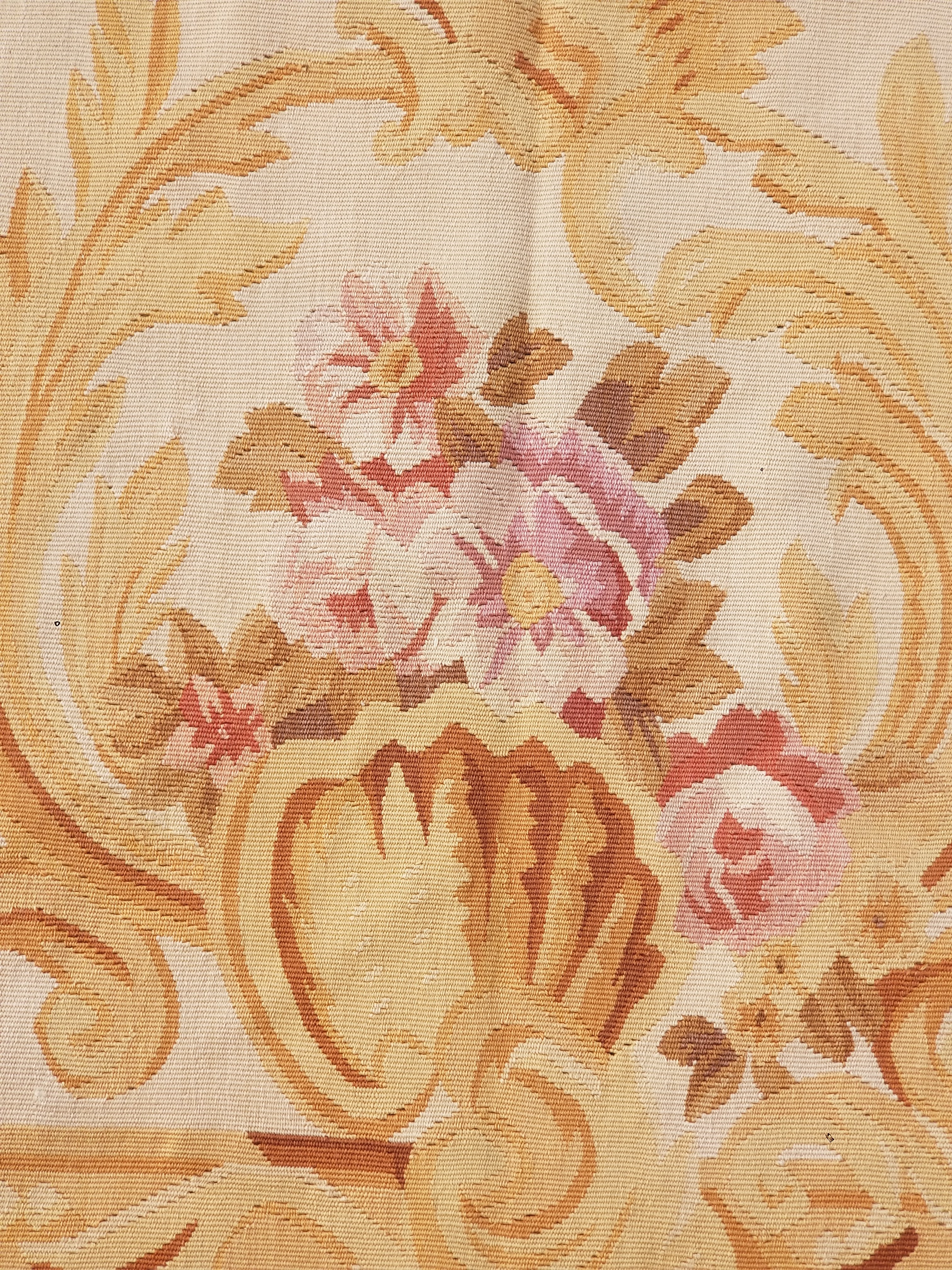 Vintage Handwoven French Aubusson Baroque Floral Wool Area Rug 372x264cm
