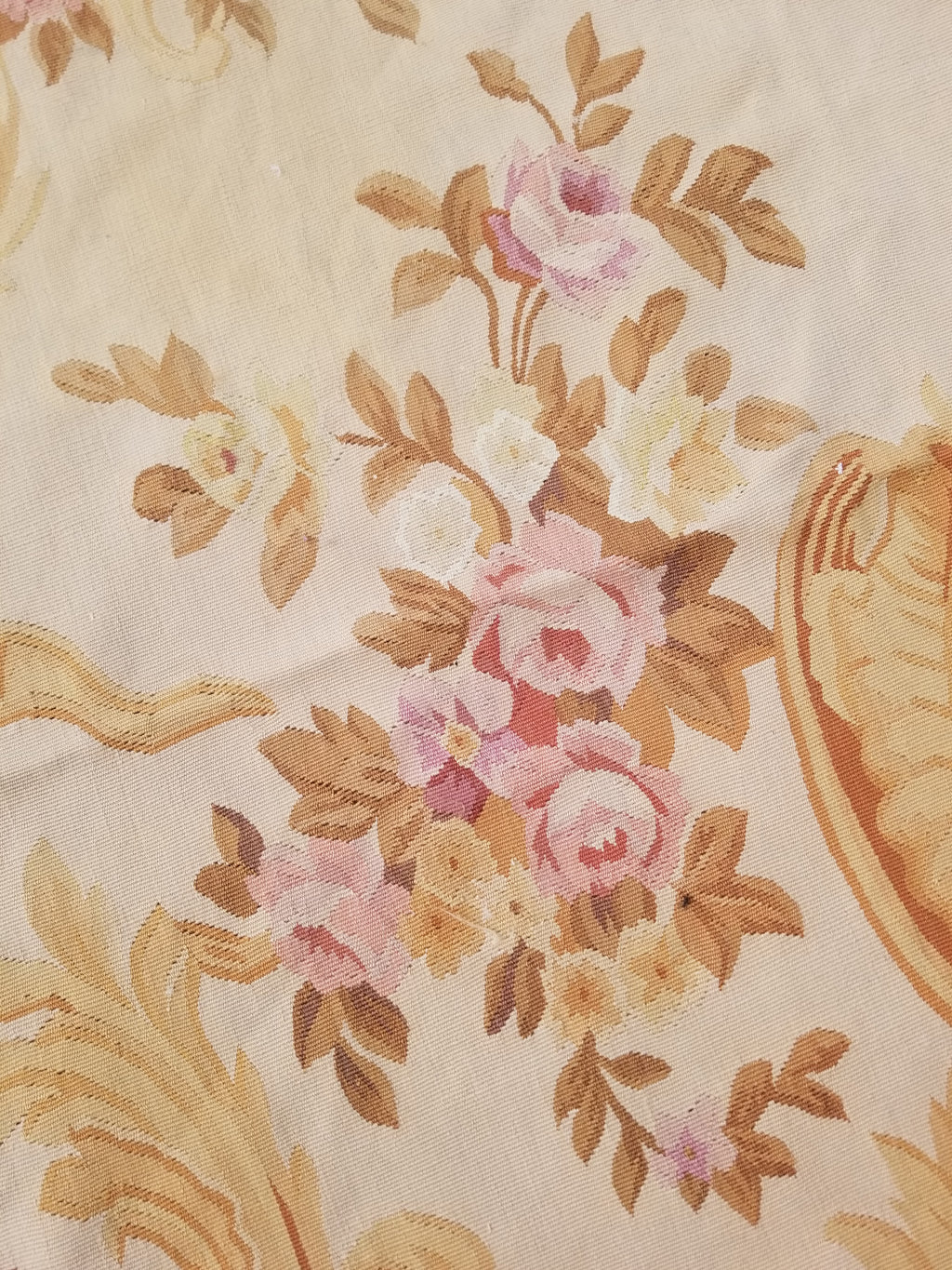 Vintage Handwoven French Aubusson Baroque Floral Wool Area Rug 372x264cm