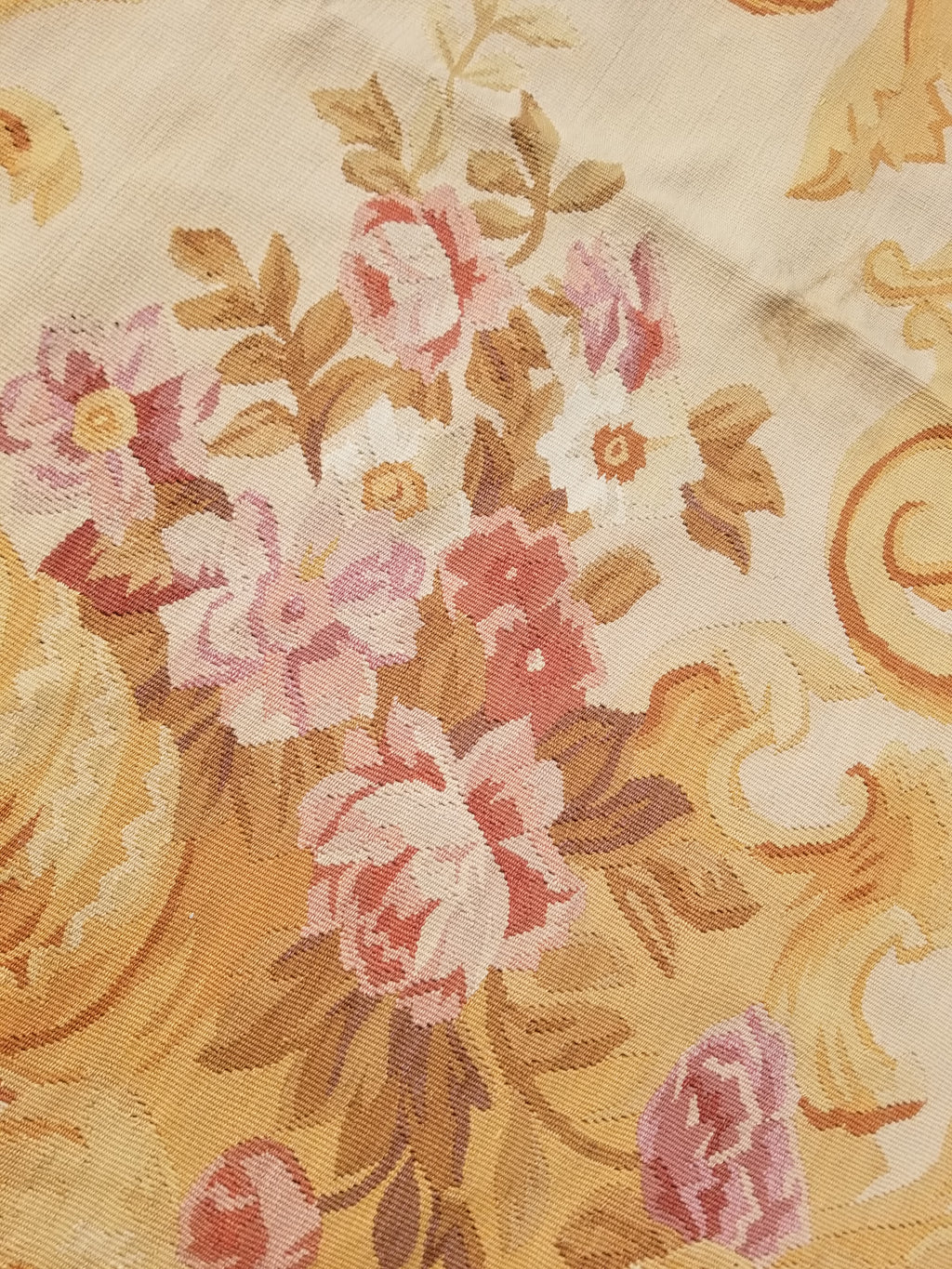 Vintage Handwoven French Aubusson Baroque Floral Wool Area Rug 372x264cm