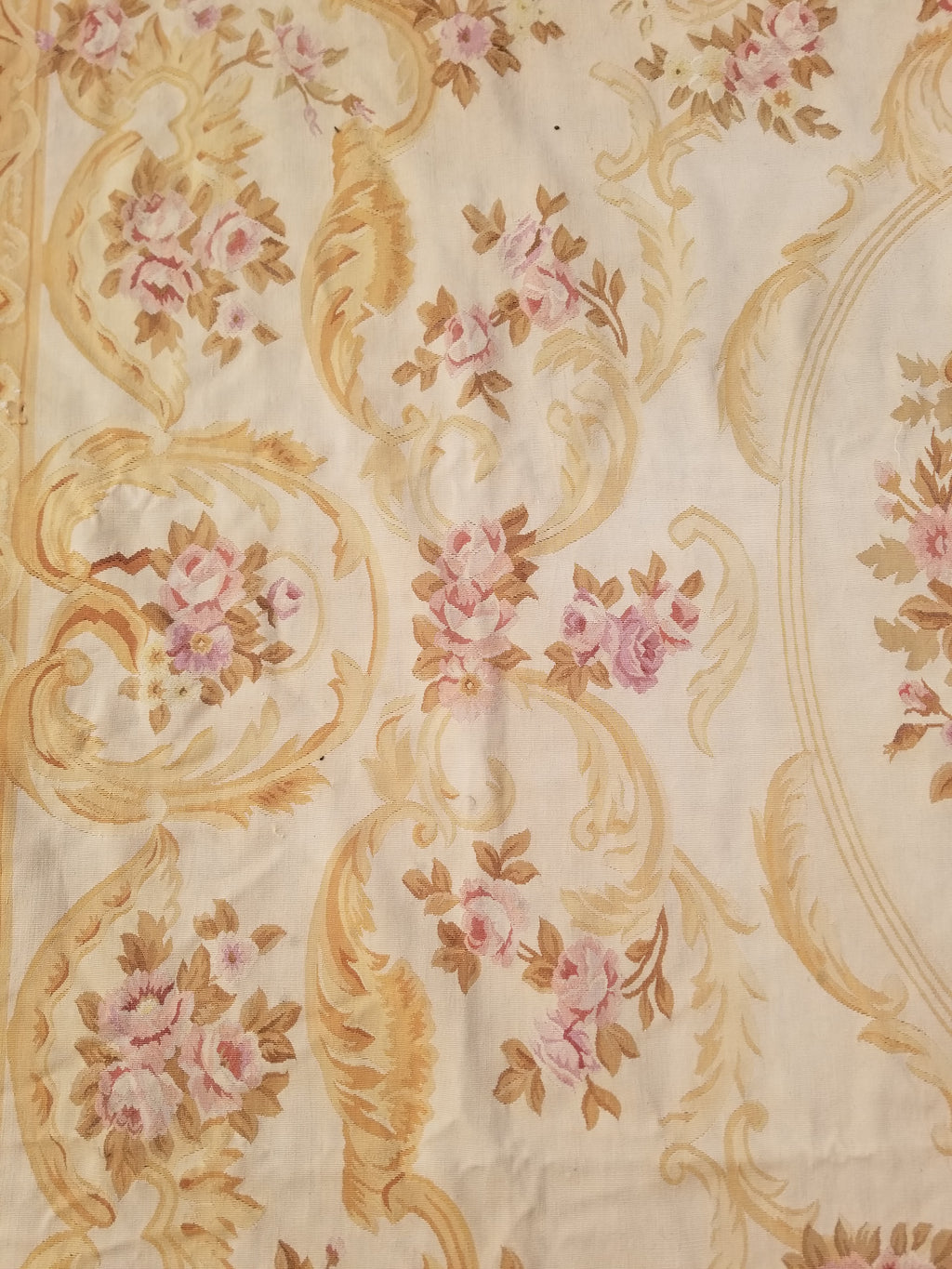 Vintage Handwoven French Aubusson Baroque Floral Wool Area Rug 372x264cm
