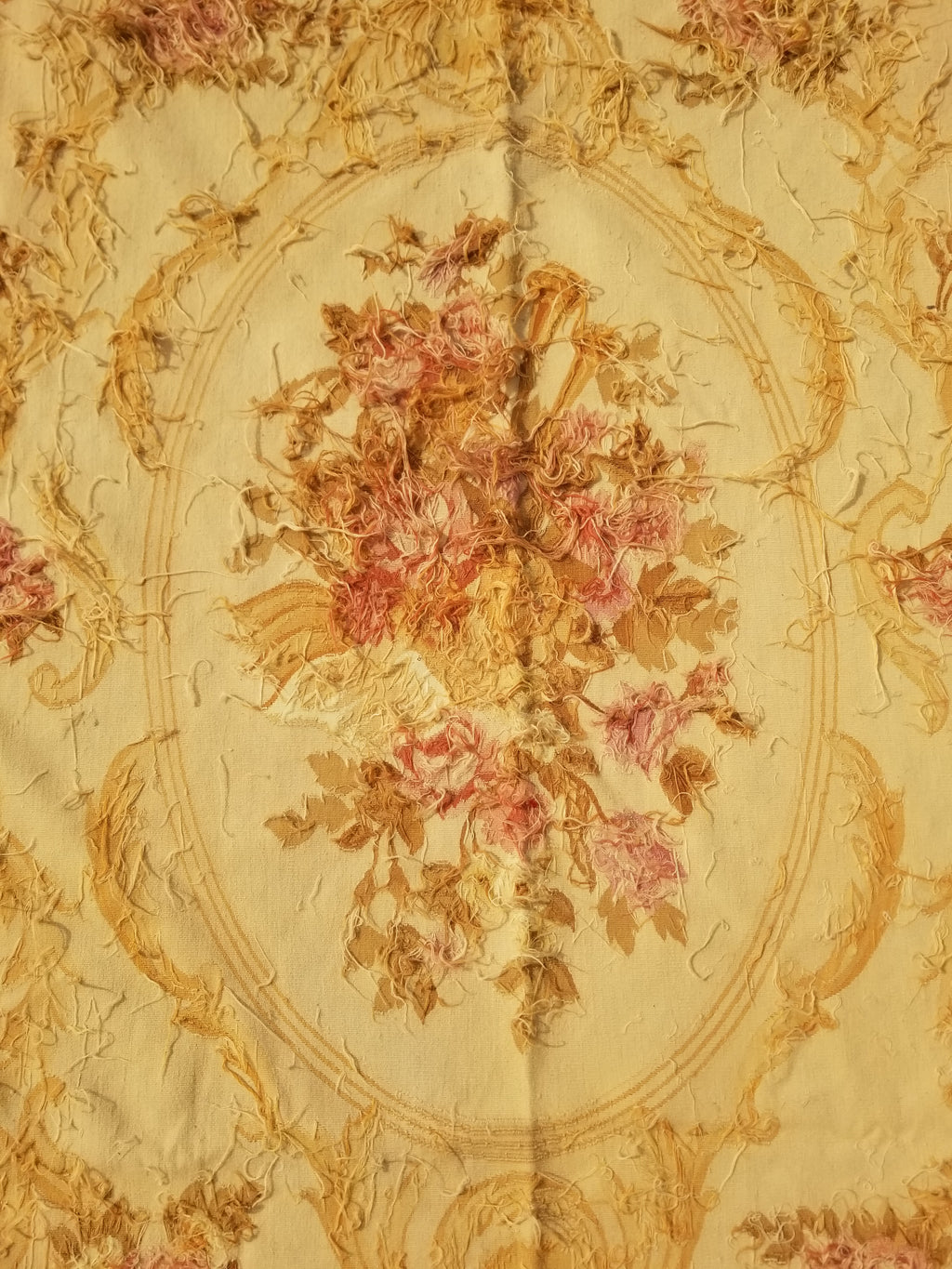 Vintage Handwoven French Aubusson Baroque Floral Wool Area Rug 372x264cm