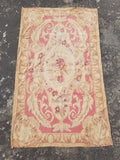 Antique Handwoven French Aubusson Ornate Floral Wool Rug 151x90cm