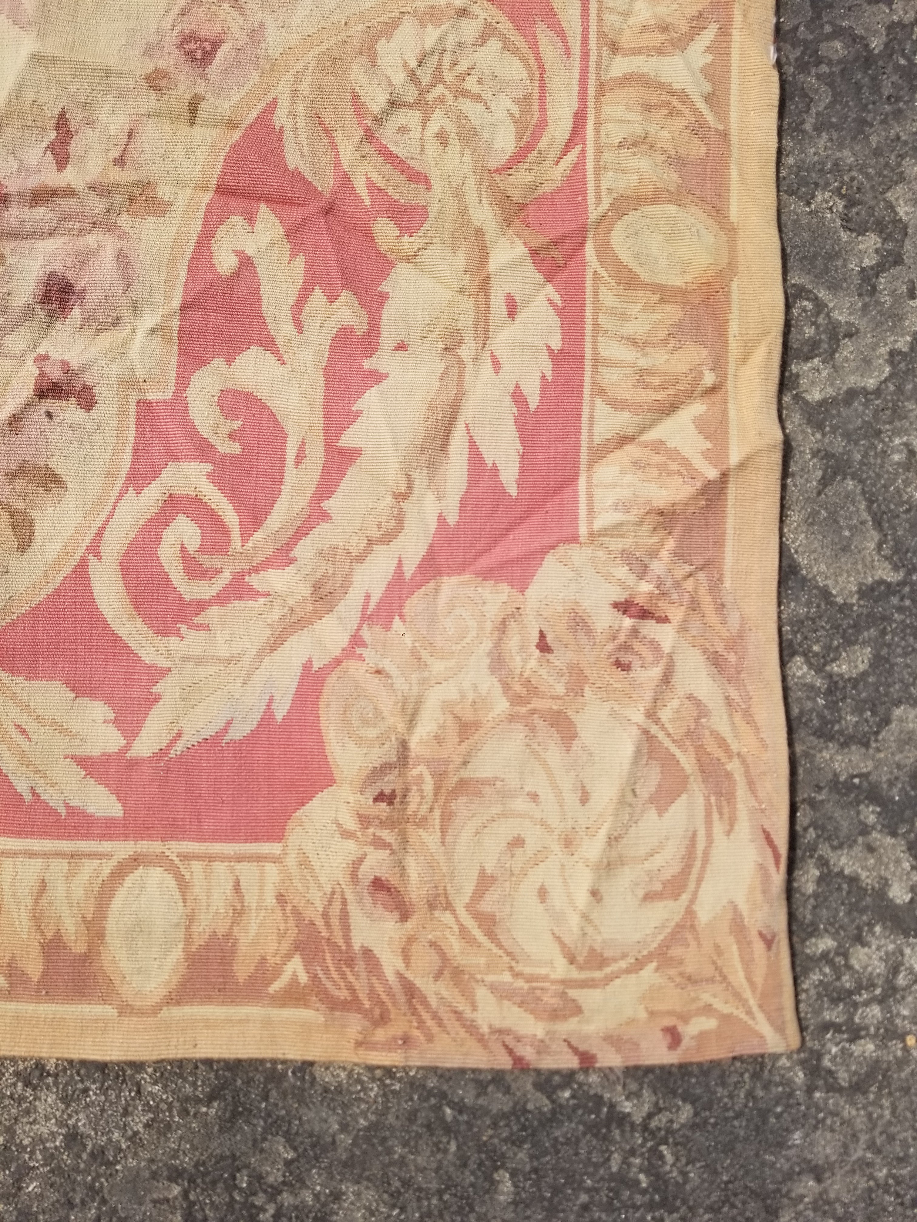Antique Handwoven French Aubusson Ornate Floral Wool Rug 151x90cm