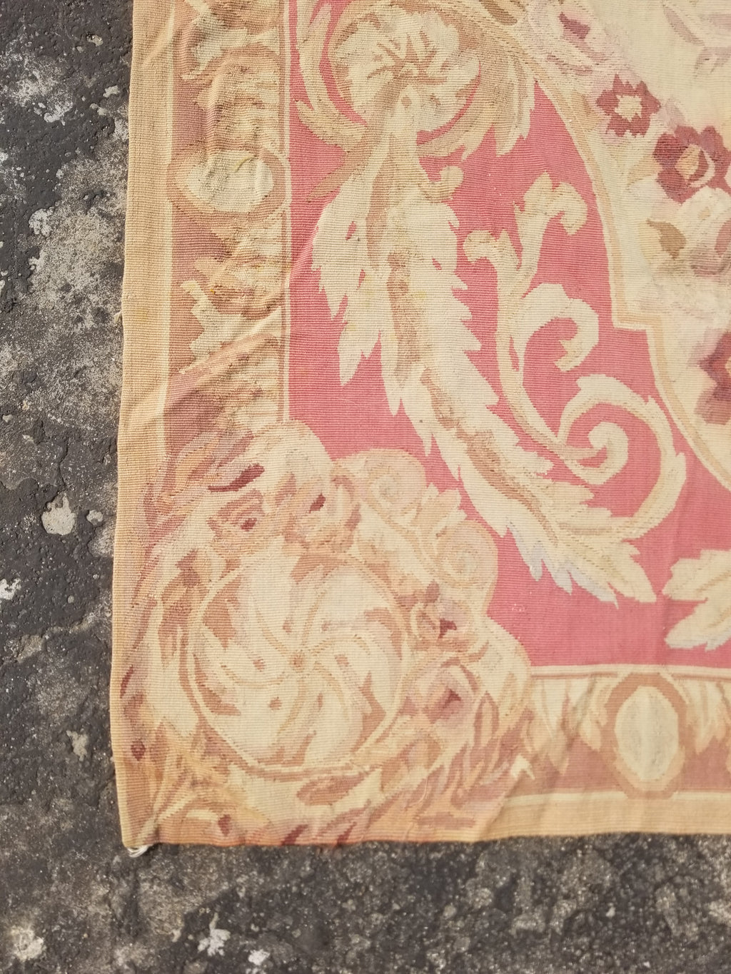 Antique Handwoven French Aubusson Ornate Floral Wool Rug 151x90cm