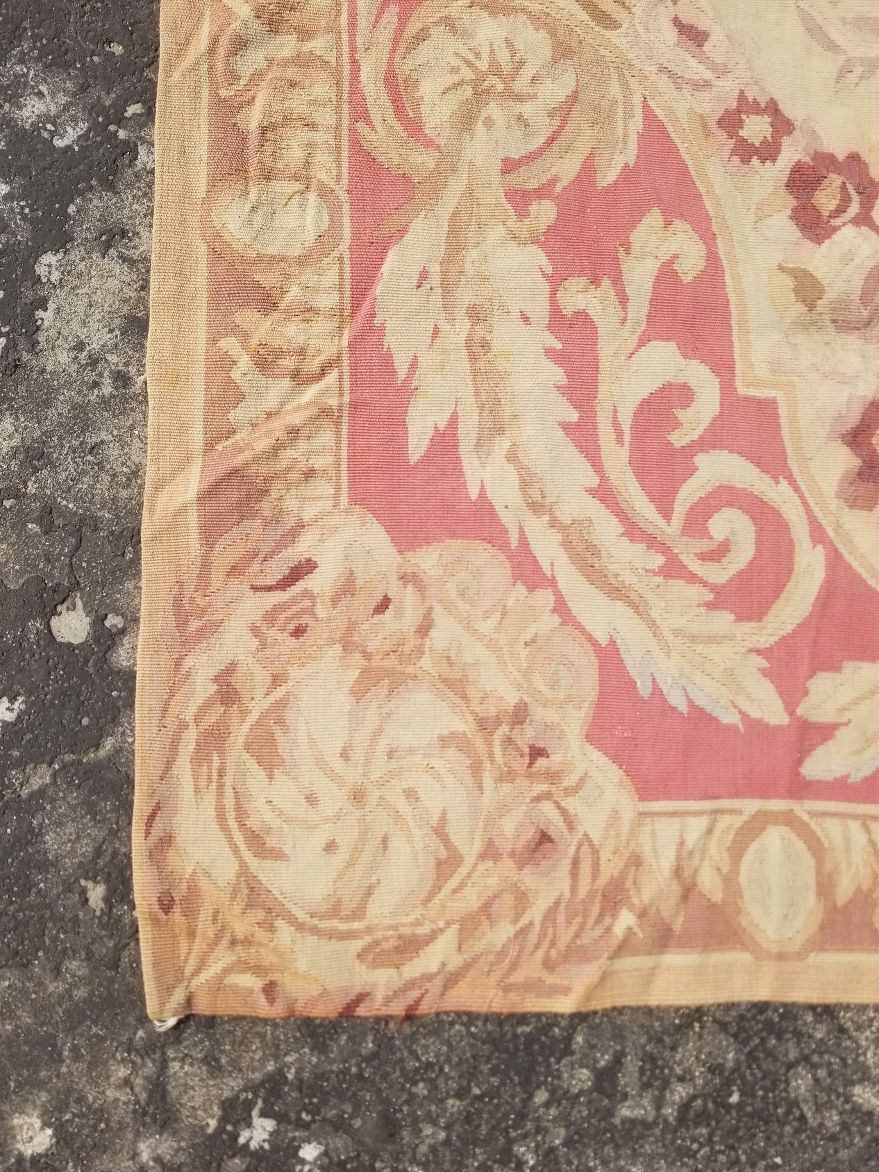 Antique Handwoven French Aubusson Ornate Floral Wool Rug 151x90cm