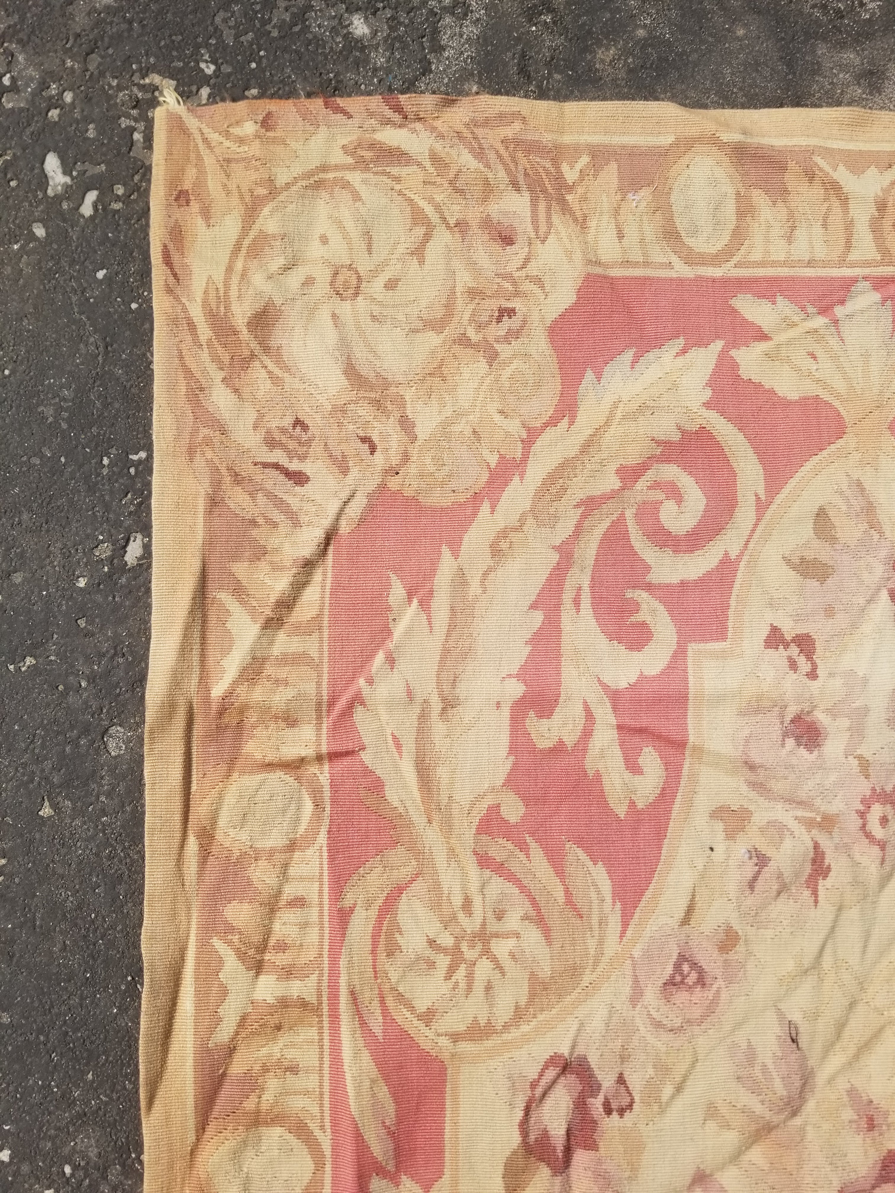 Antique Handwoven French Aubusson Ornate Floral Wool Rug 151x90cm