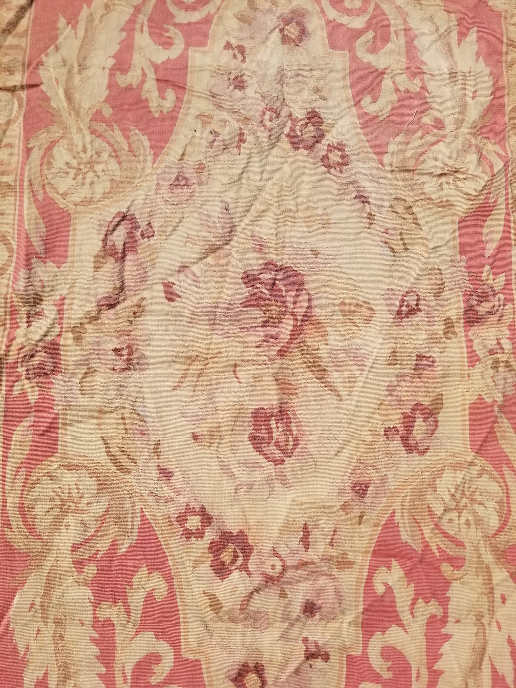 Antique Handwoven French Aubusson Ornate Floral Wool Rug 151x90cm