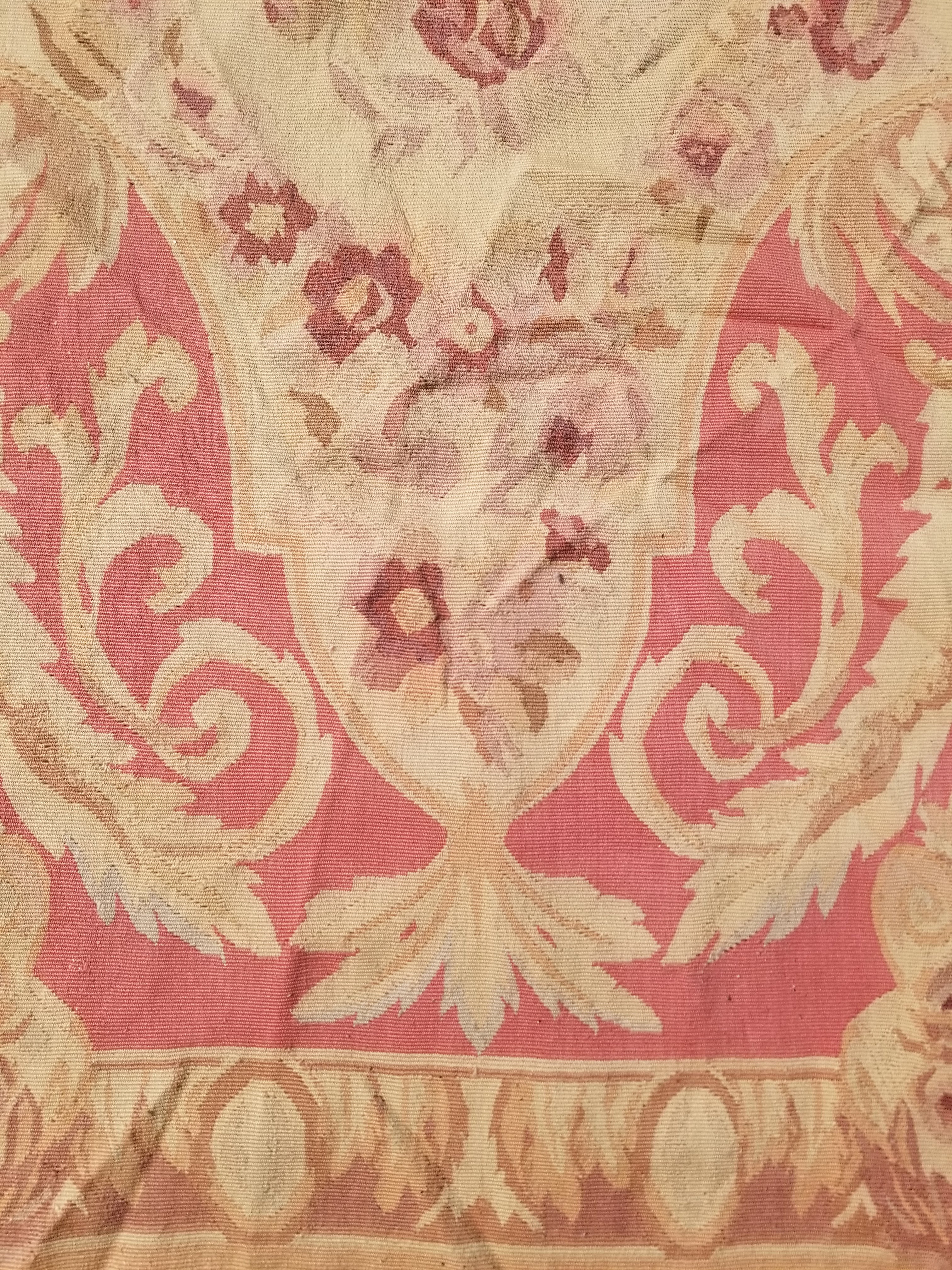 Antique Handwoven French Aubusson Ornate Floral Wool Rug 151x90cm