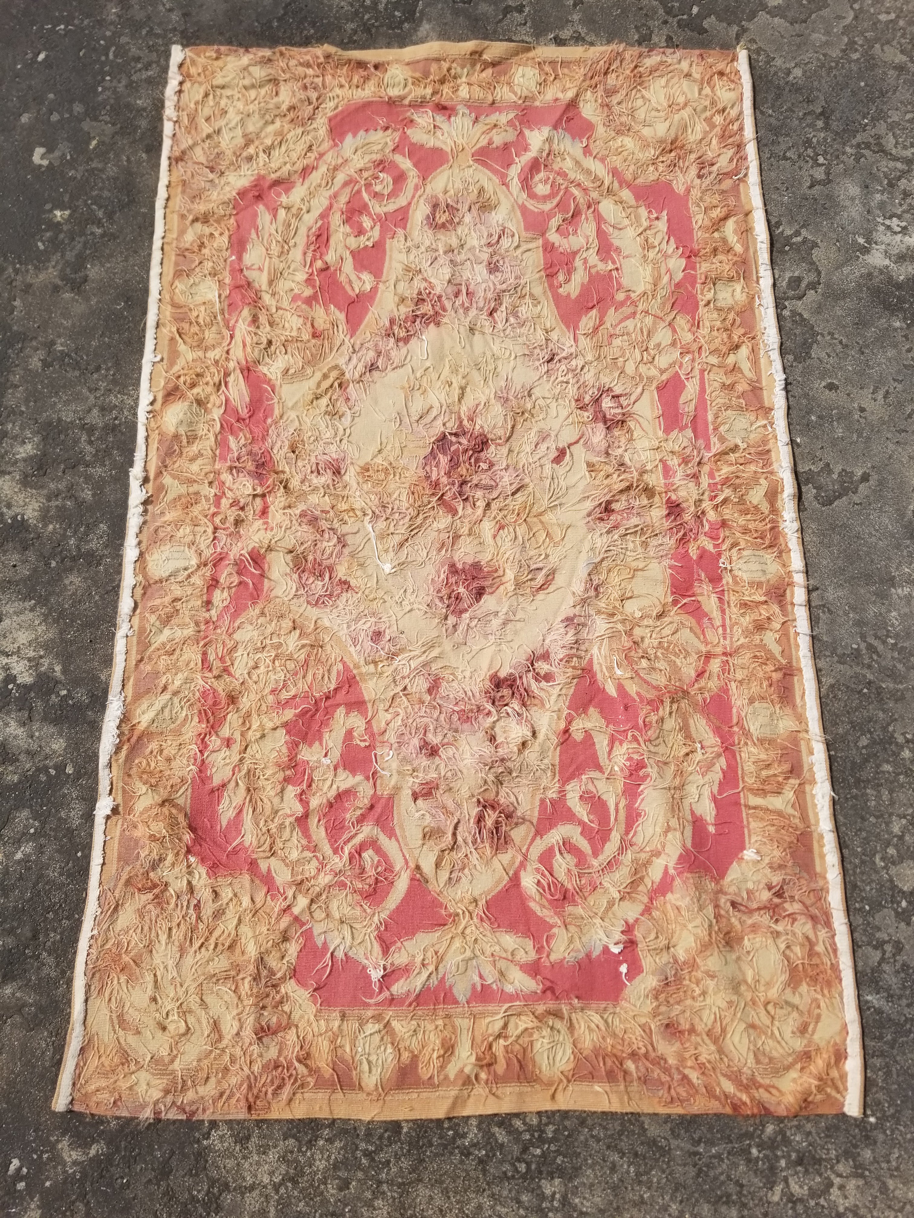 Antique Handwoven French Aubusson Ornate Floral Wool Rug 151x90cm