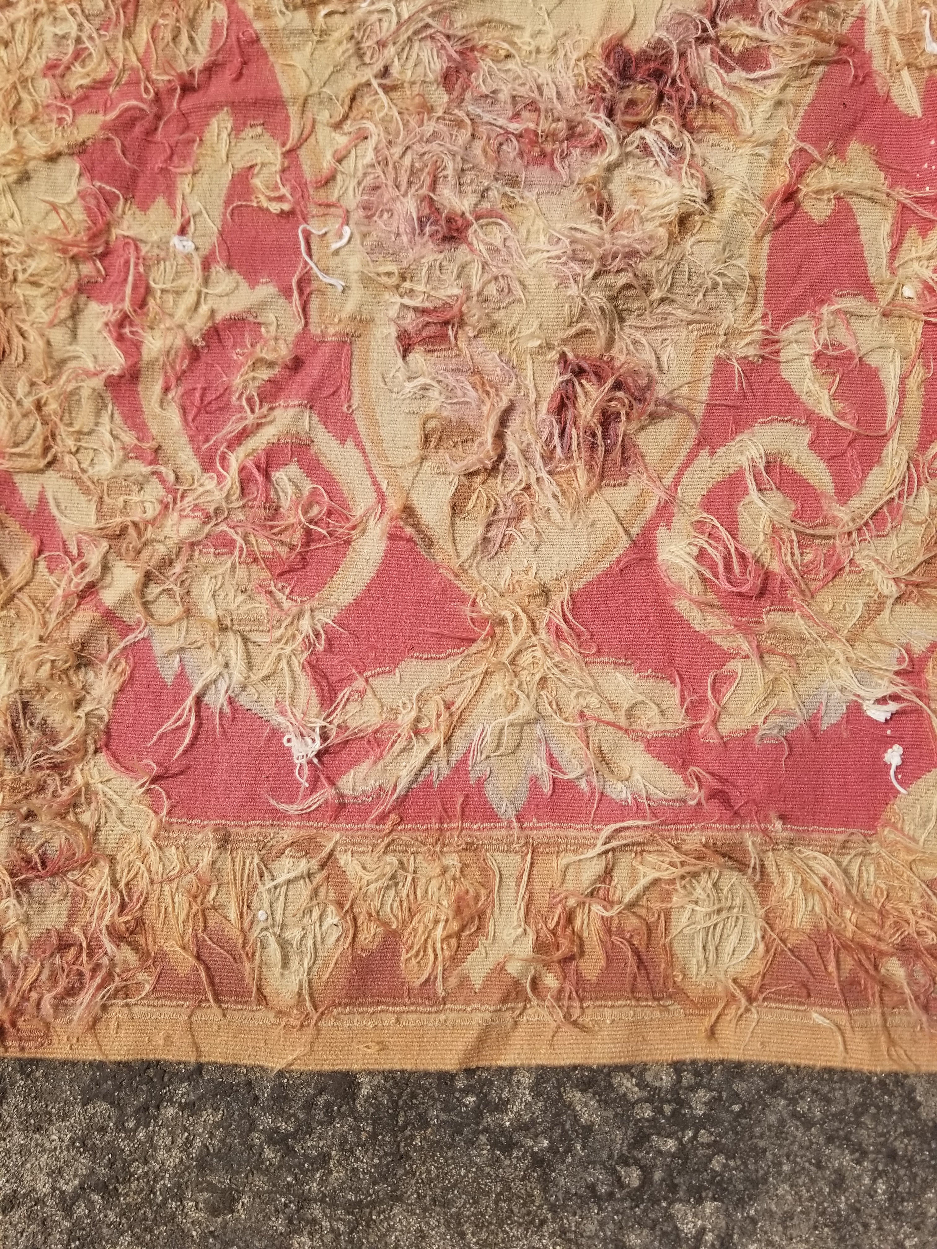 Antique Handwoven French Aubusson Ornate Floral Wool Rug 151x90cm