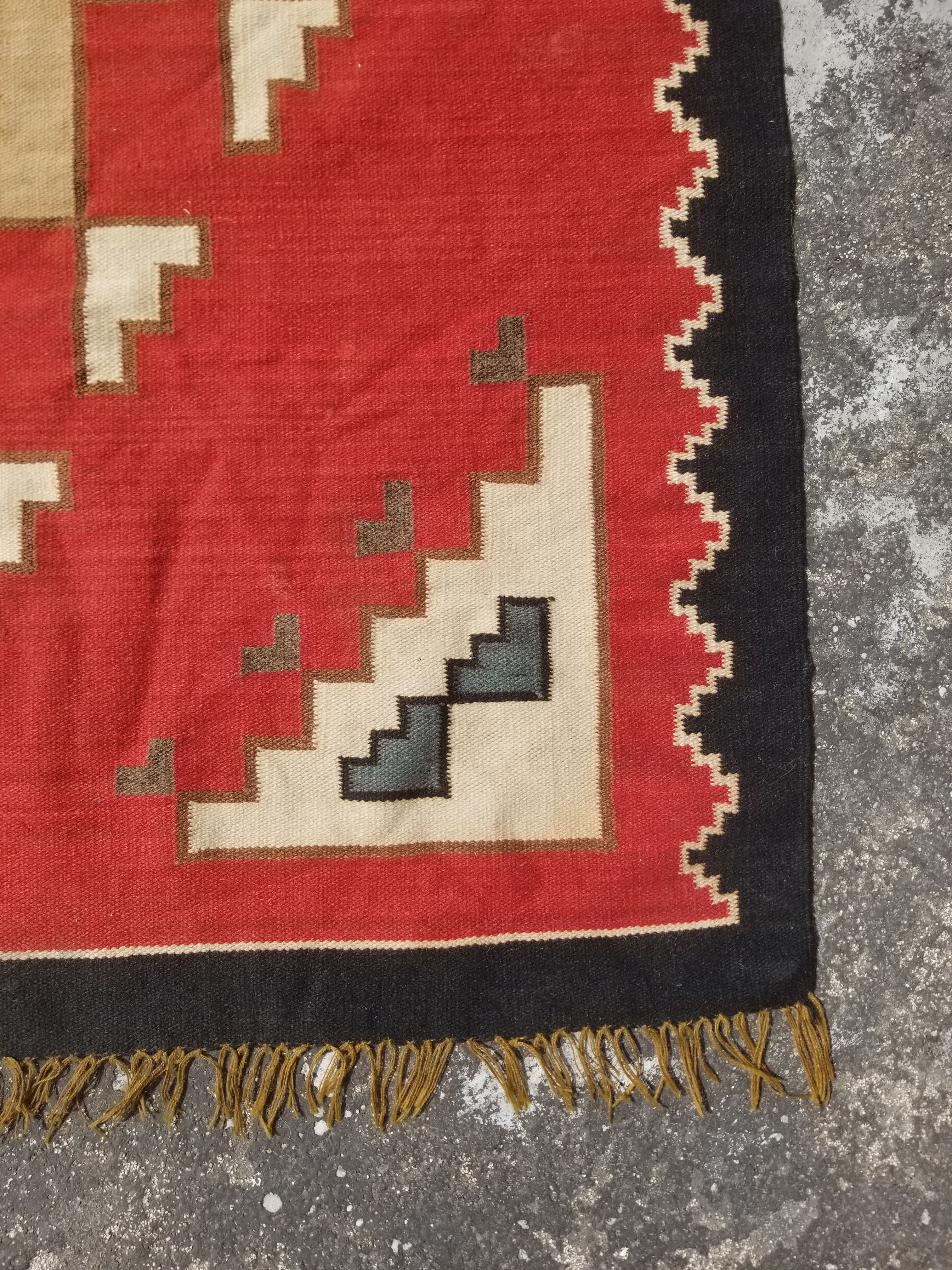 Vintage Traditional Handwoven Peruvian Andean Wool Multicolor Kilim 164x117cm