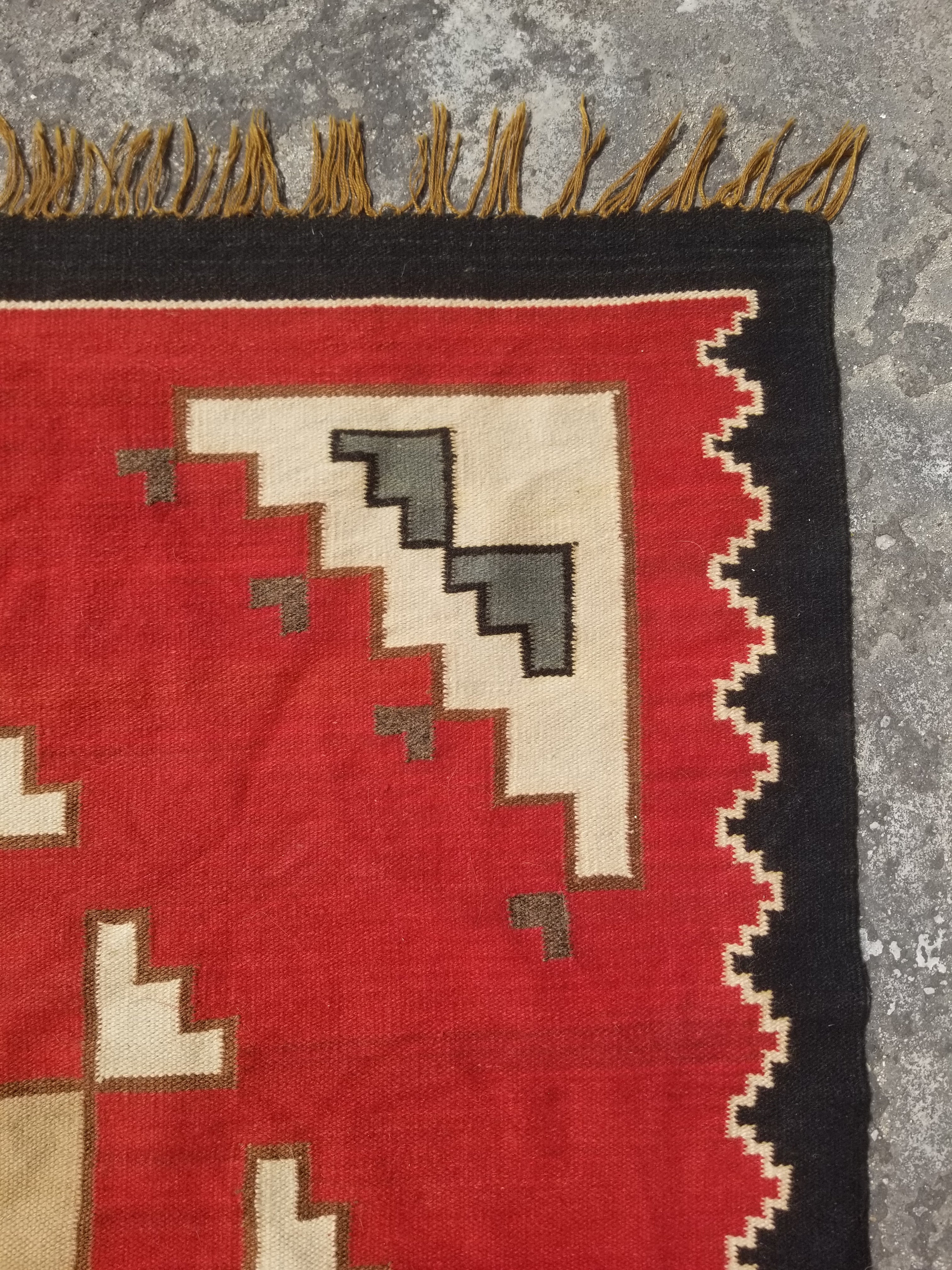 Vintage Traditional Handwoven Peruvian Andean Wool Multicolor Kilim 164x117cm