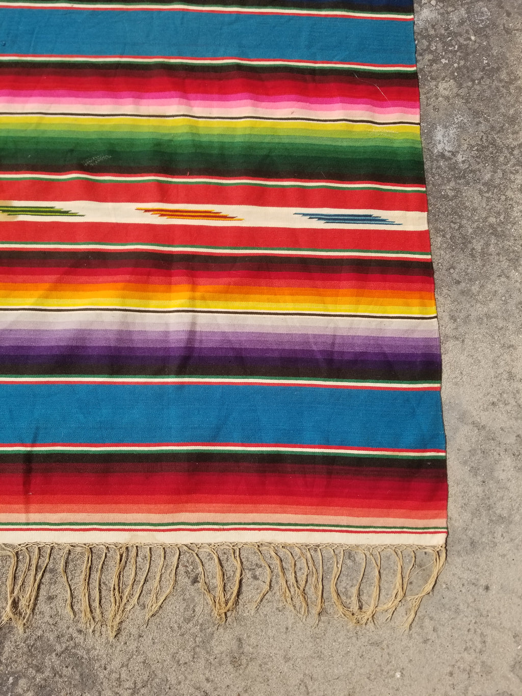 Vintage Traditional Handwoven Mexican Saltillo Serape Wool Kilim 239x164cm