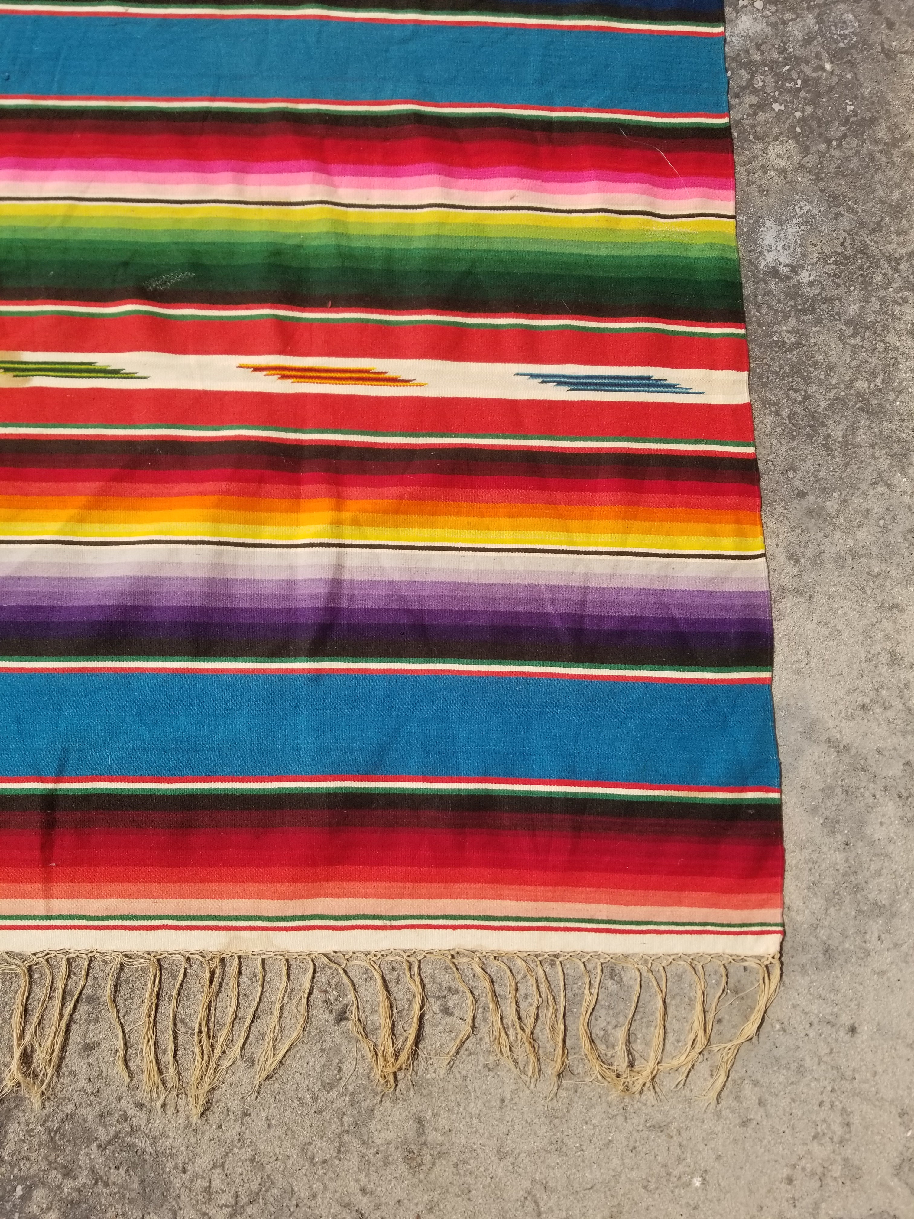Vintage Traditional Handwoven Mexican Saltillo Serape Wool Kilim 239x164cm