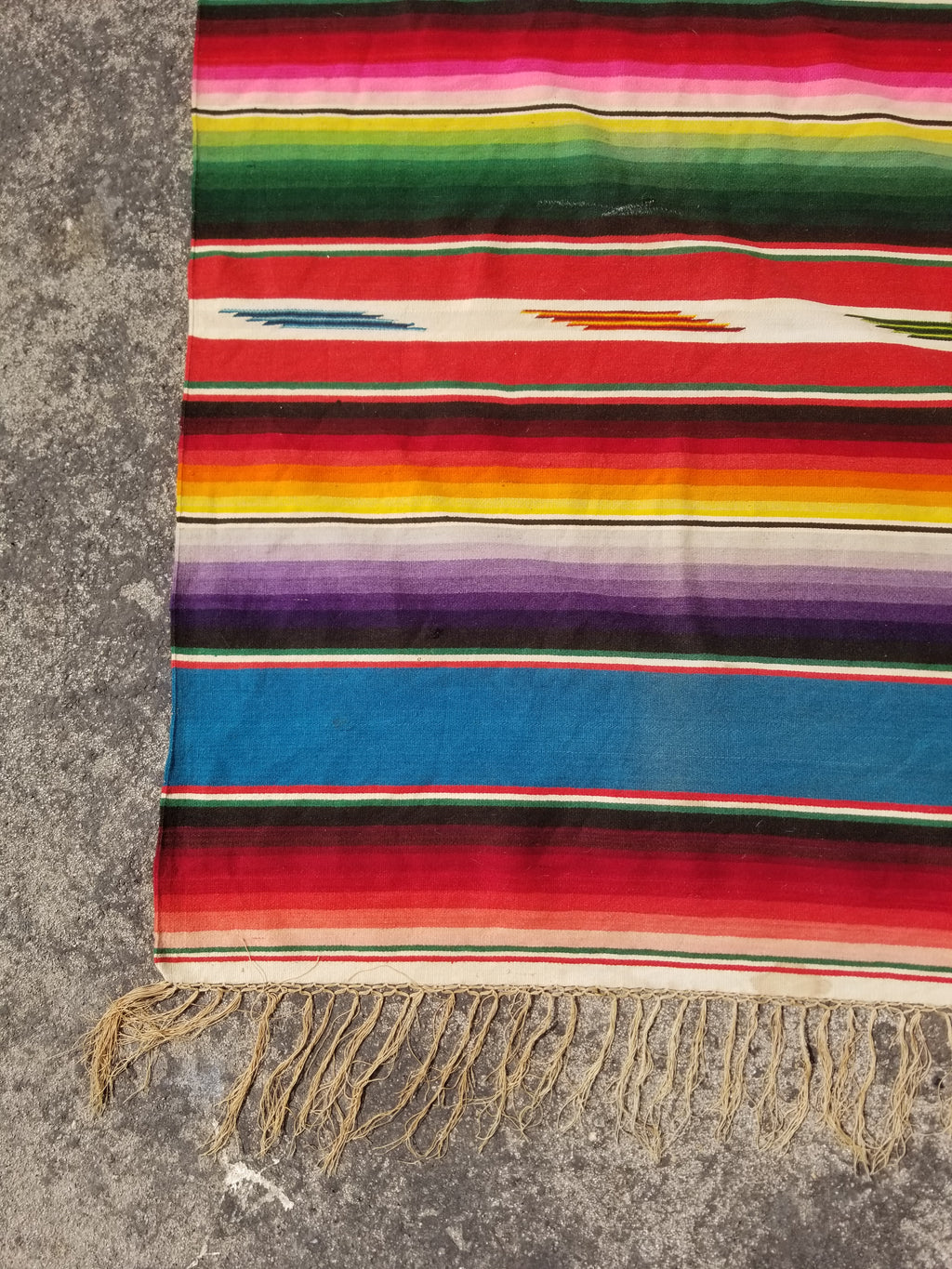 Vintage Traditional Handwoven Mexican Saltillo Serape Wool Kilim 239x164cm