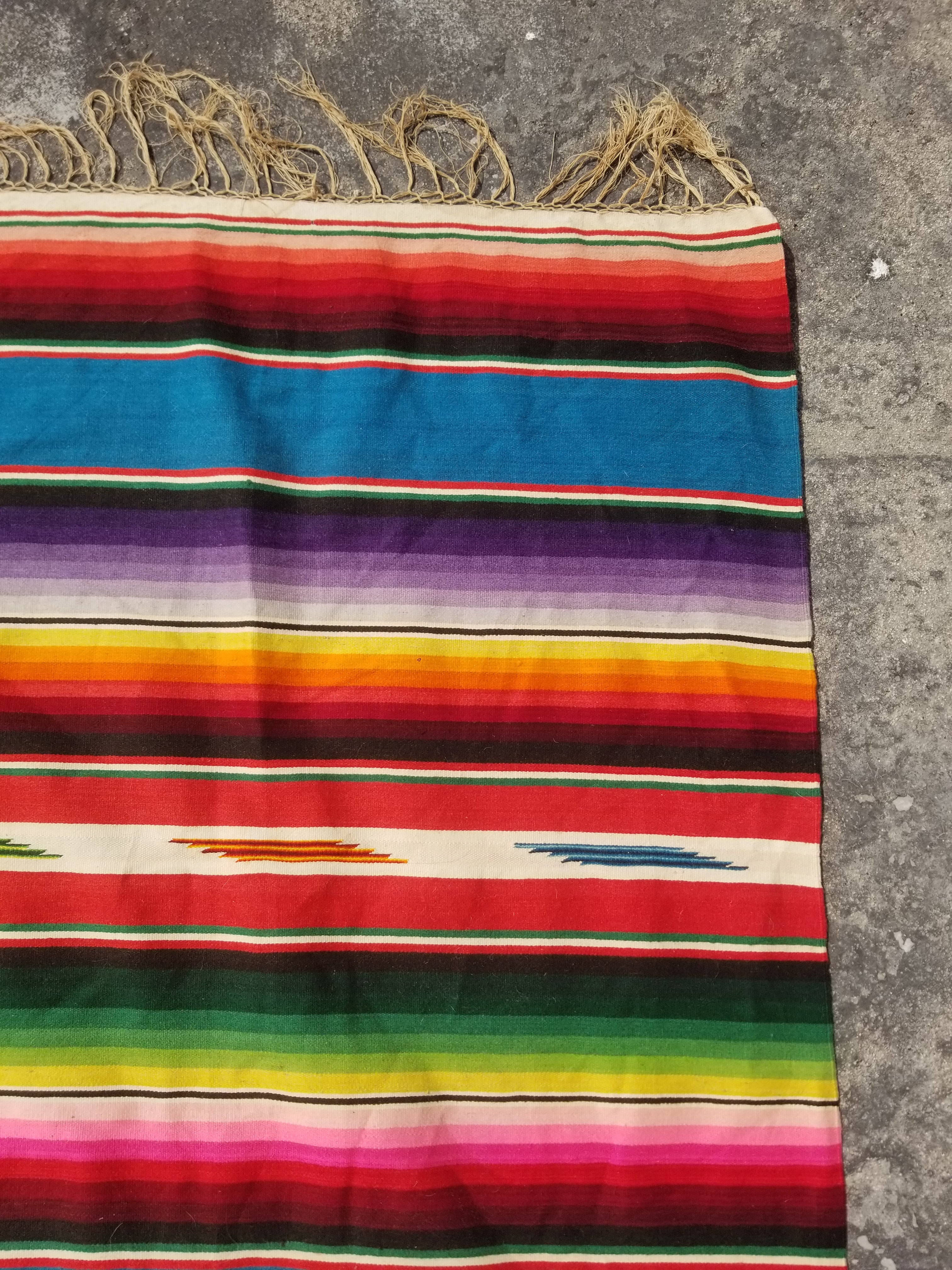 Vintage Traditional Handwoven Mexican Saltillo Serape Wool Kilim 239x164cm
