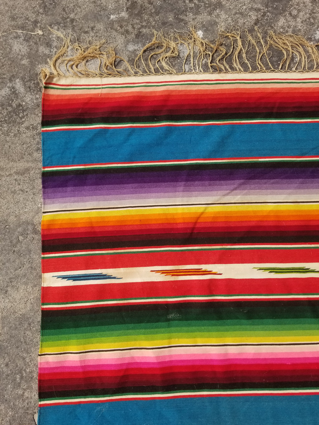 Vintage Traditional Handwoven Mexican Saltillo Serape Wool Kilim 239x164cm