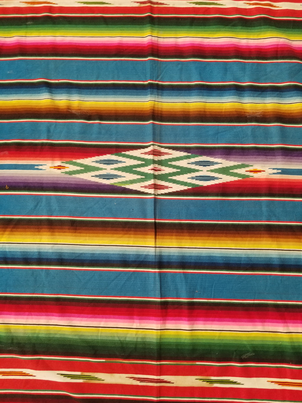 Vintage Traditional Handwoven Mexican Saltillo Serape Wool Kilim 239x164cm
