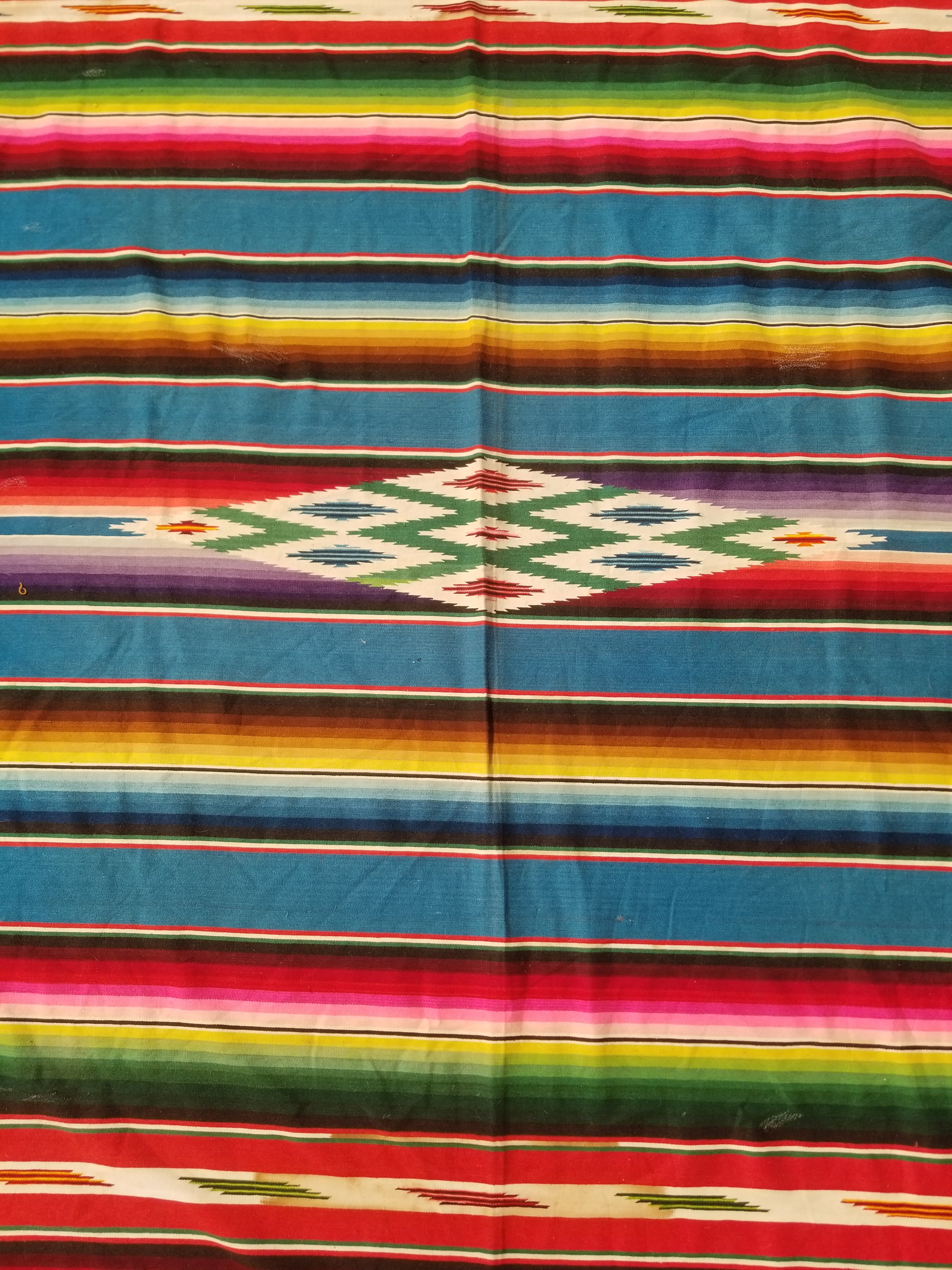 Vintage Traditional Handwoven Mexican Saltillo Serape Wool Kilim 239x164cm