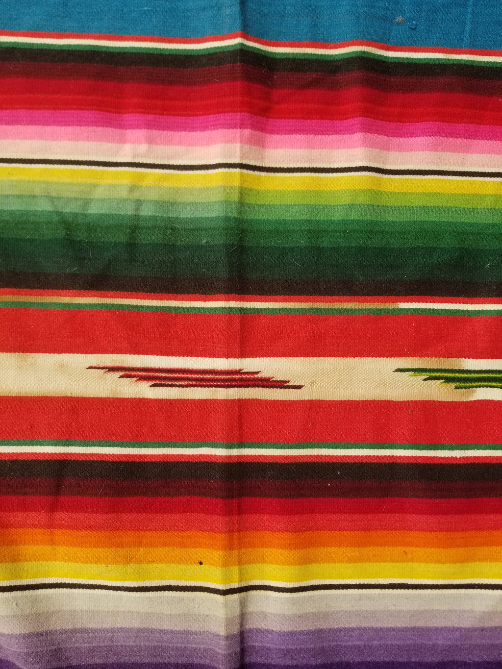 Vintage Traditional Handwoven Mexican Saltillo Serape Wool Kilim 239x164cm