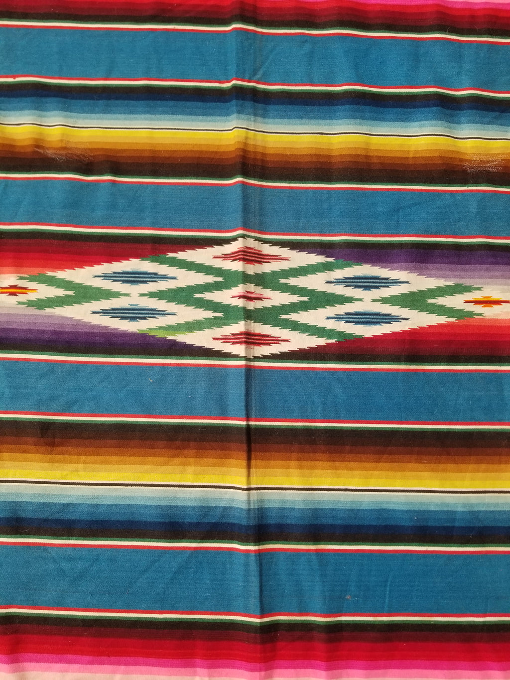 Vintage Traditional Handwoven Mexican Saltillo Serape Wool Kilim 239x164cm