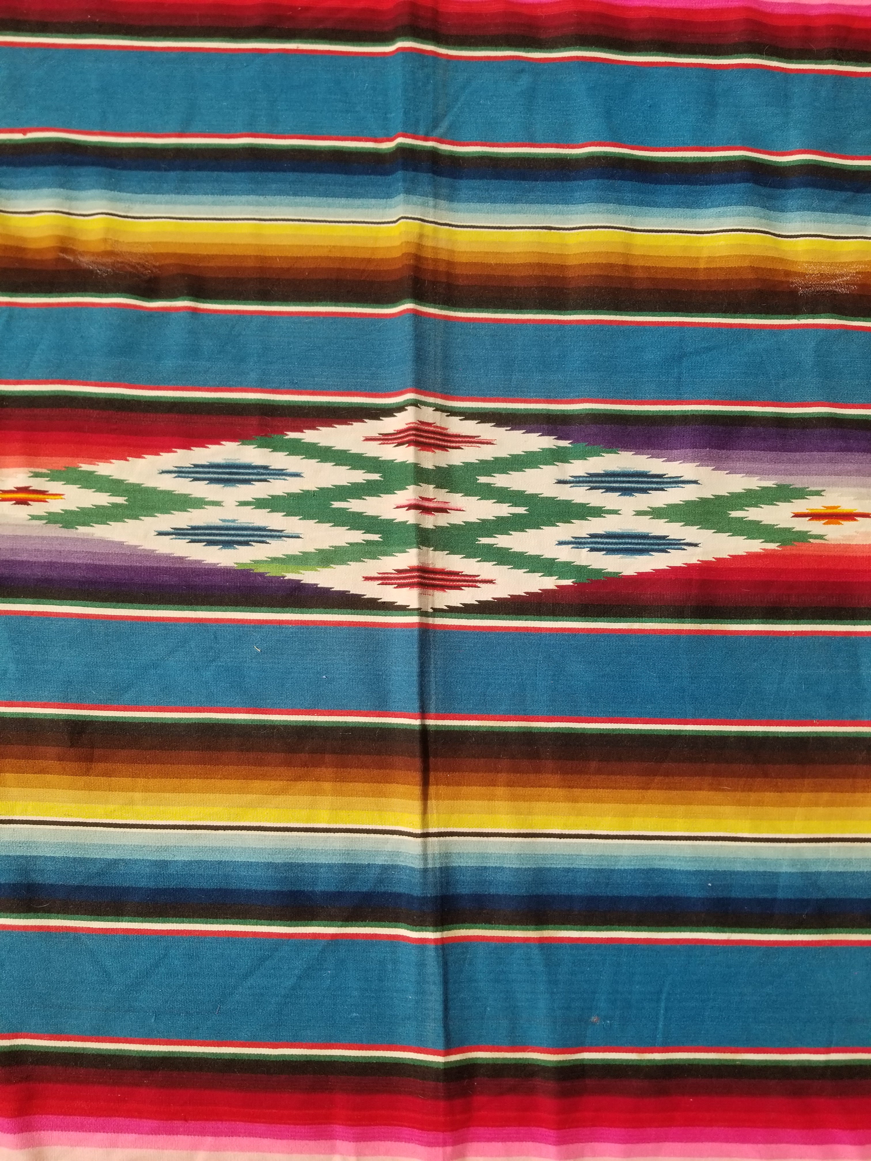 Vintage Traditional Handwoven Mexican Saltillo Serape Wool Kilim 239x164cm