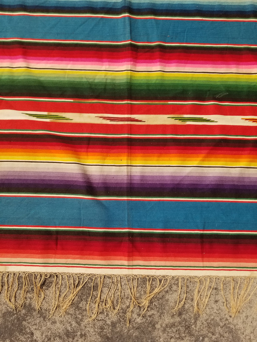 Vintage Traditional Handwoven Mexican Saltillo Serape Wool Kilim 239x164cm