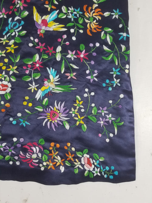 Antique Chinese Hand Embroidered Floral & Birds Mandarin Jacket