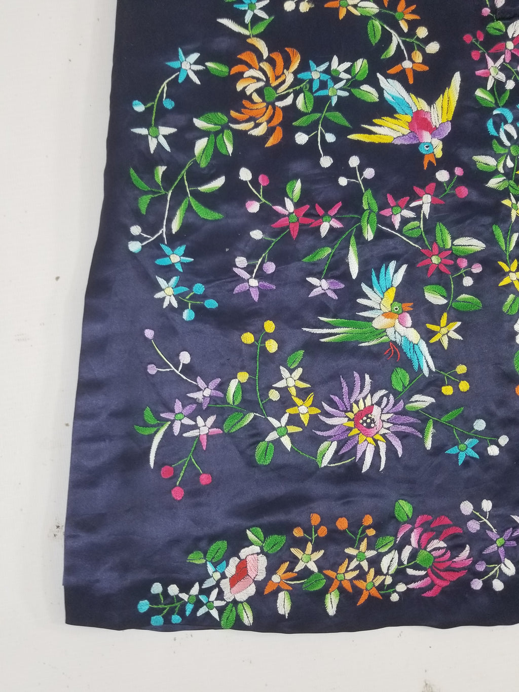 Antique Chinese Hand Embroidered Floral & Birds Mandarin Jacket